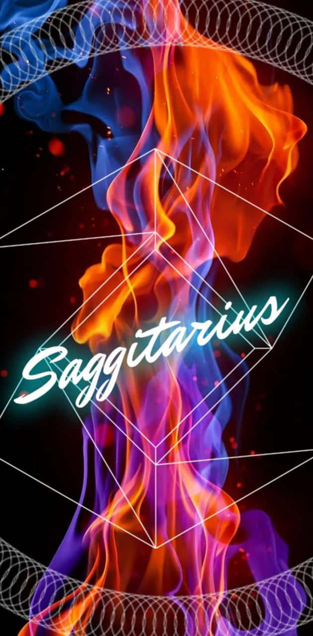 Sagittarius Aesthetic Red Blue Flame Background