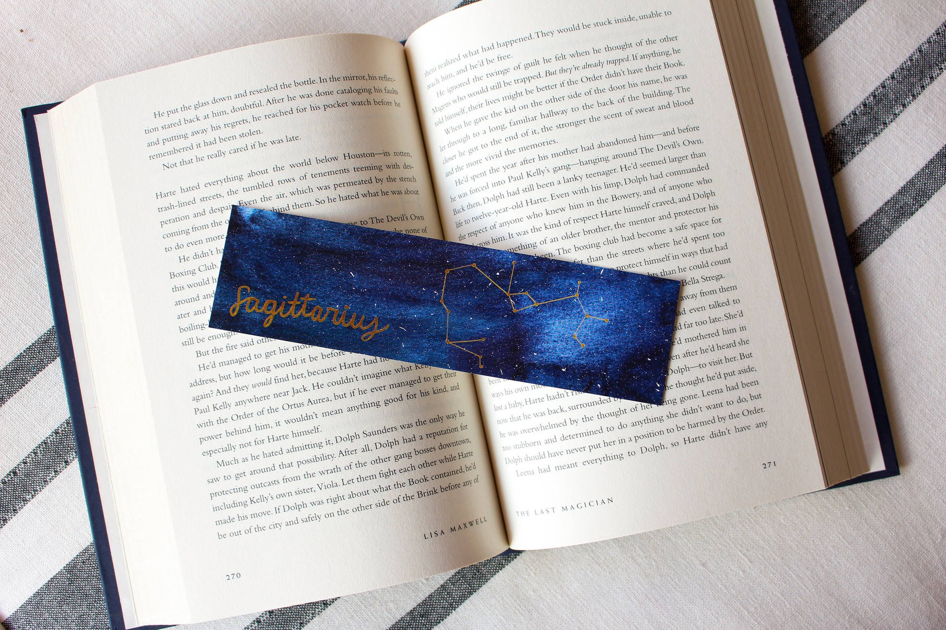 Sagittarius Zodiac Blue Bookmark Background