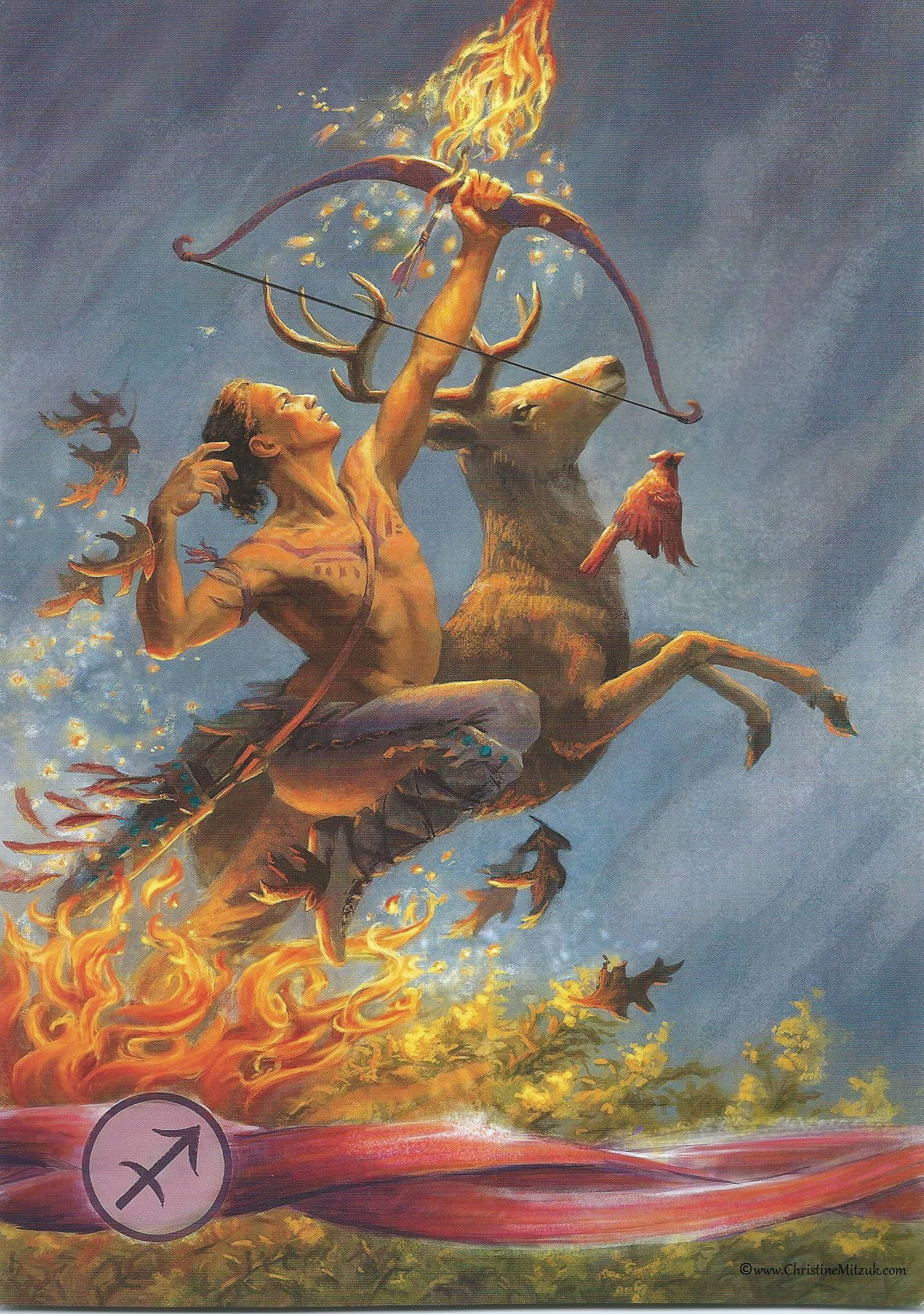 Sagittarius Zodiac Fiery Centaur Archer Background