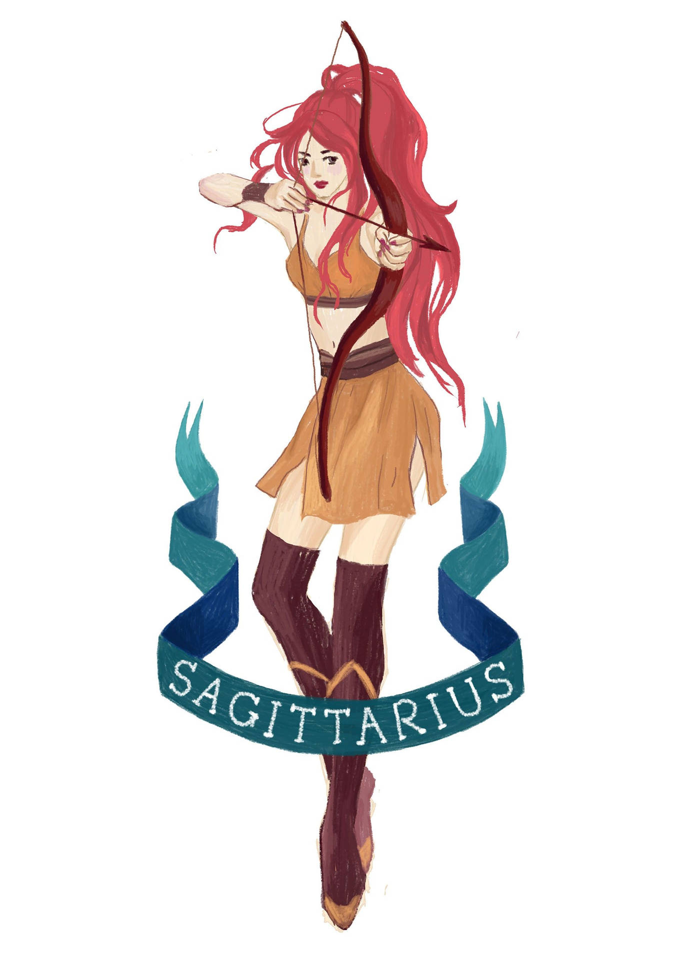 Sagittarius Zodiac Jungle Lady Archer Background