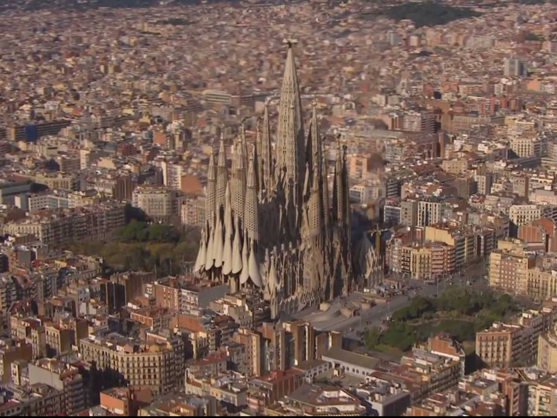 Sagrada Familia Aerial View Barcelona Background