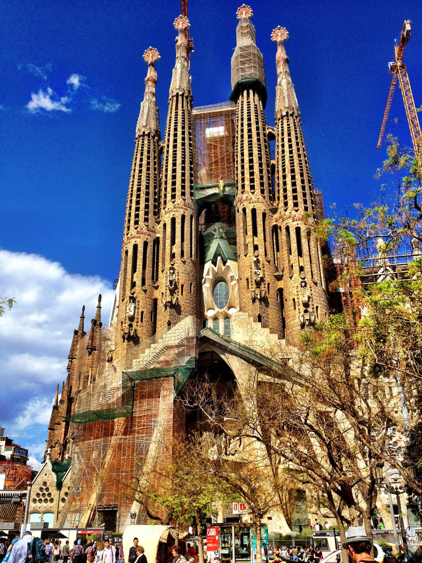 Sagrada Familia Back Many Tourists