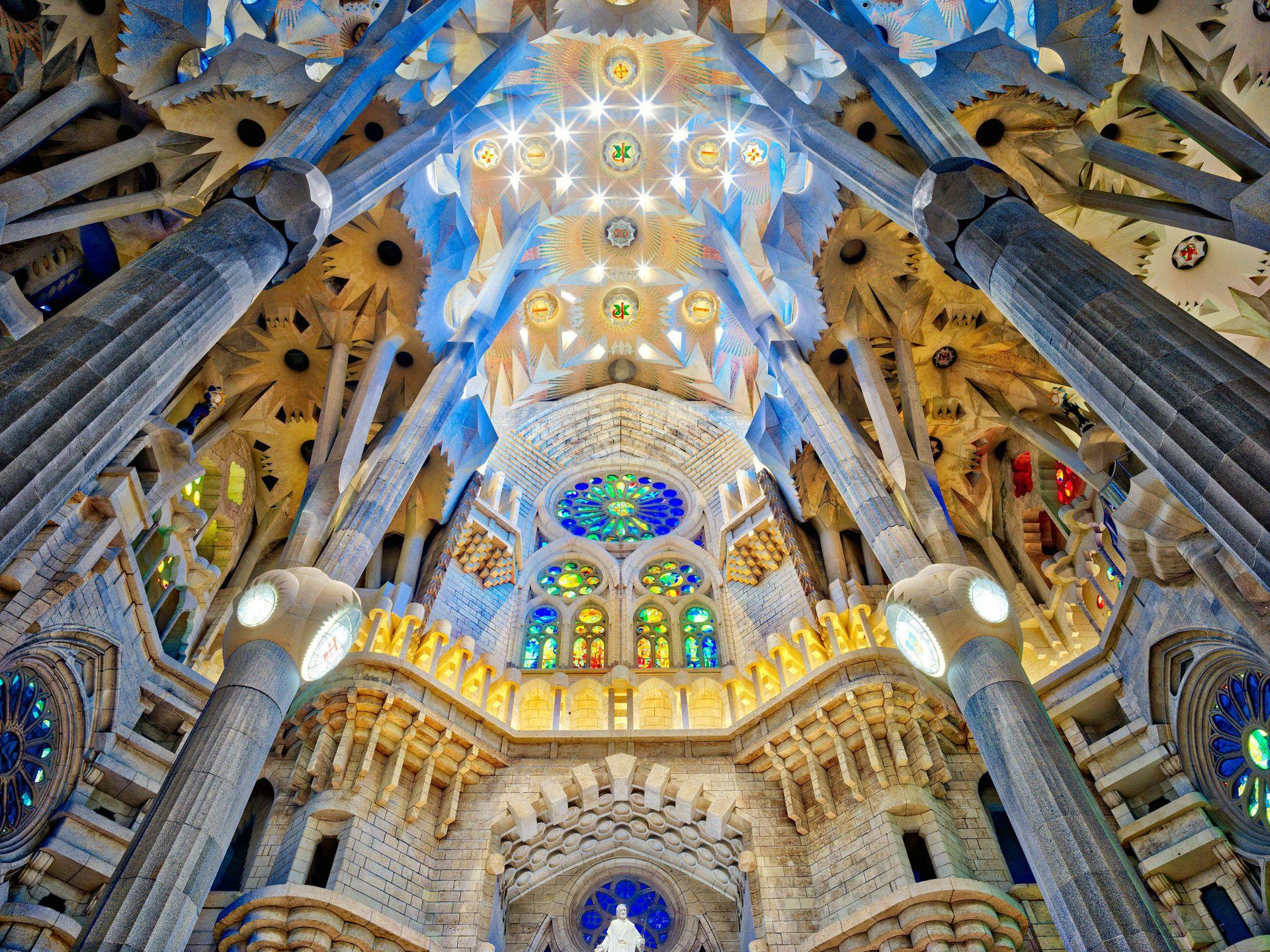 Sagrada Familia Blue Ceiling Background