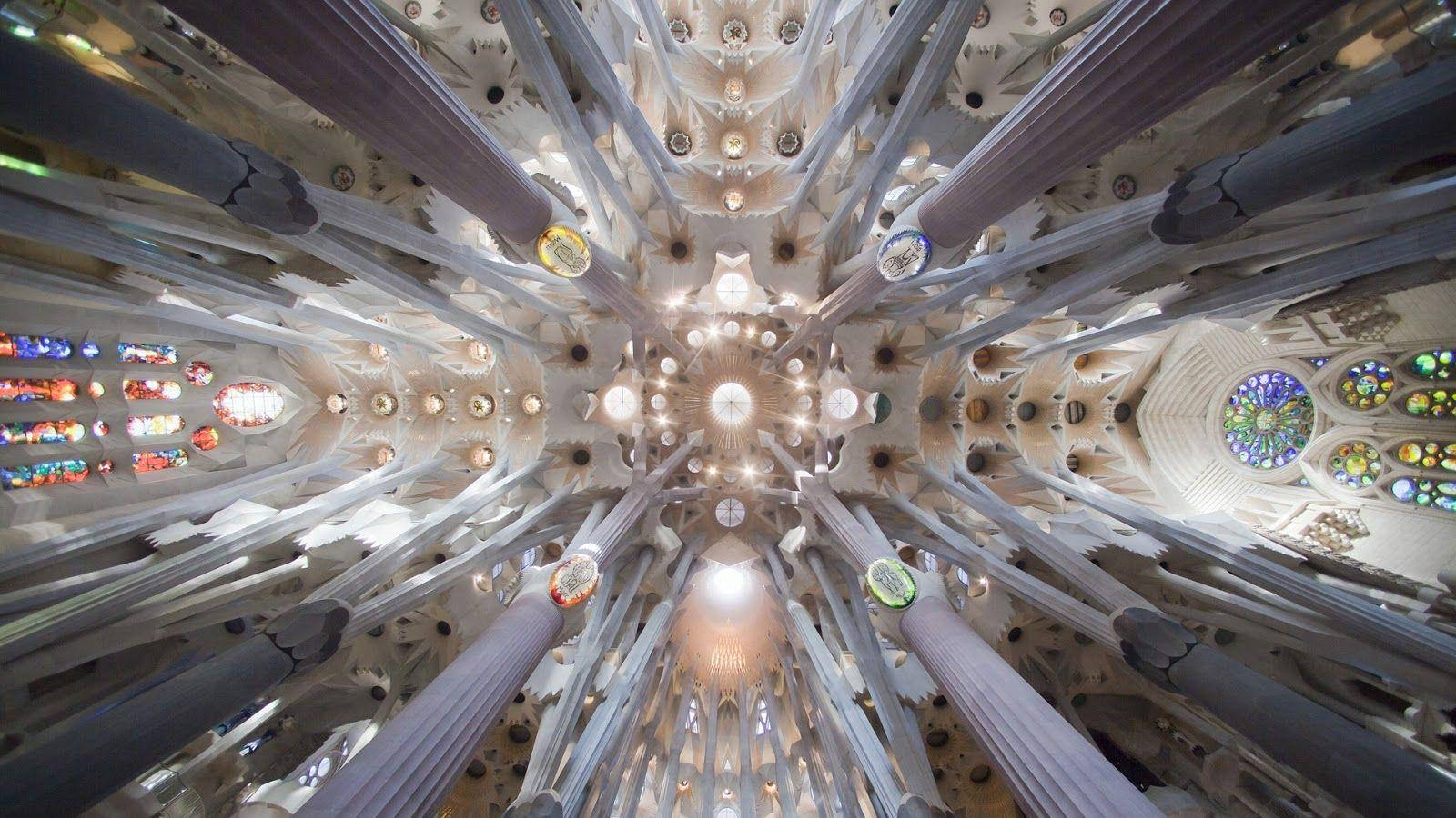 Sagrada Familia Ceiling With Light