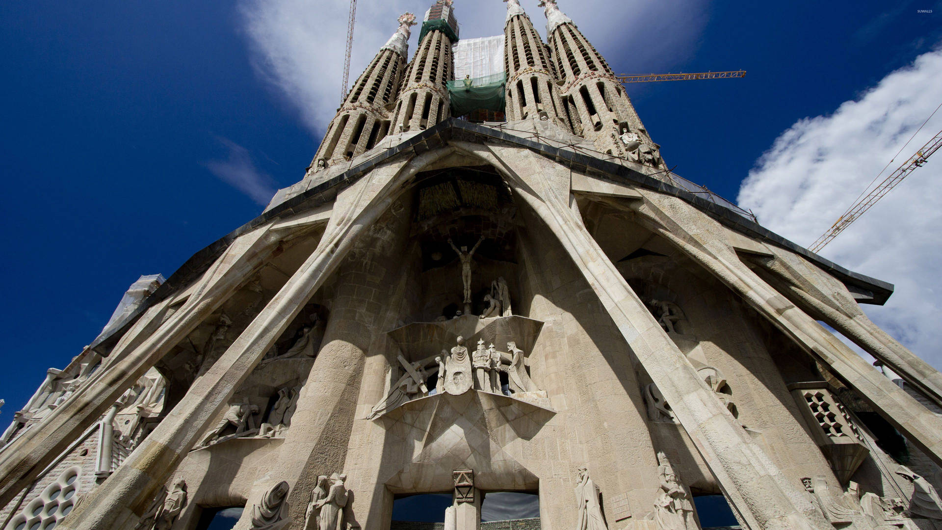 Sagrada Familia Complicated Facade Background