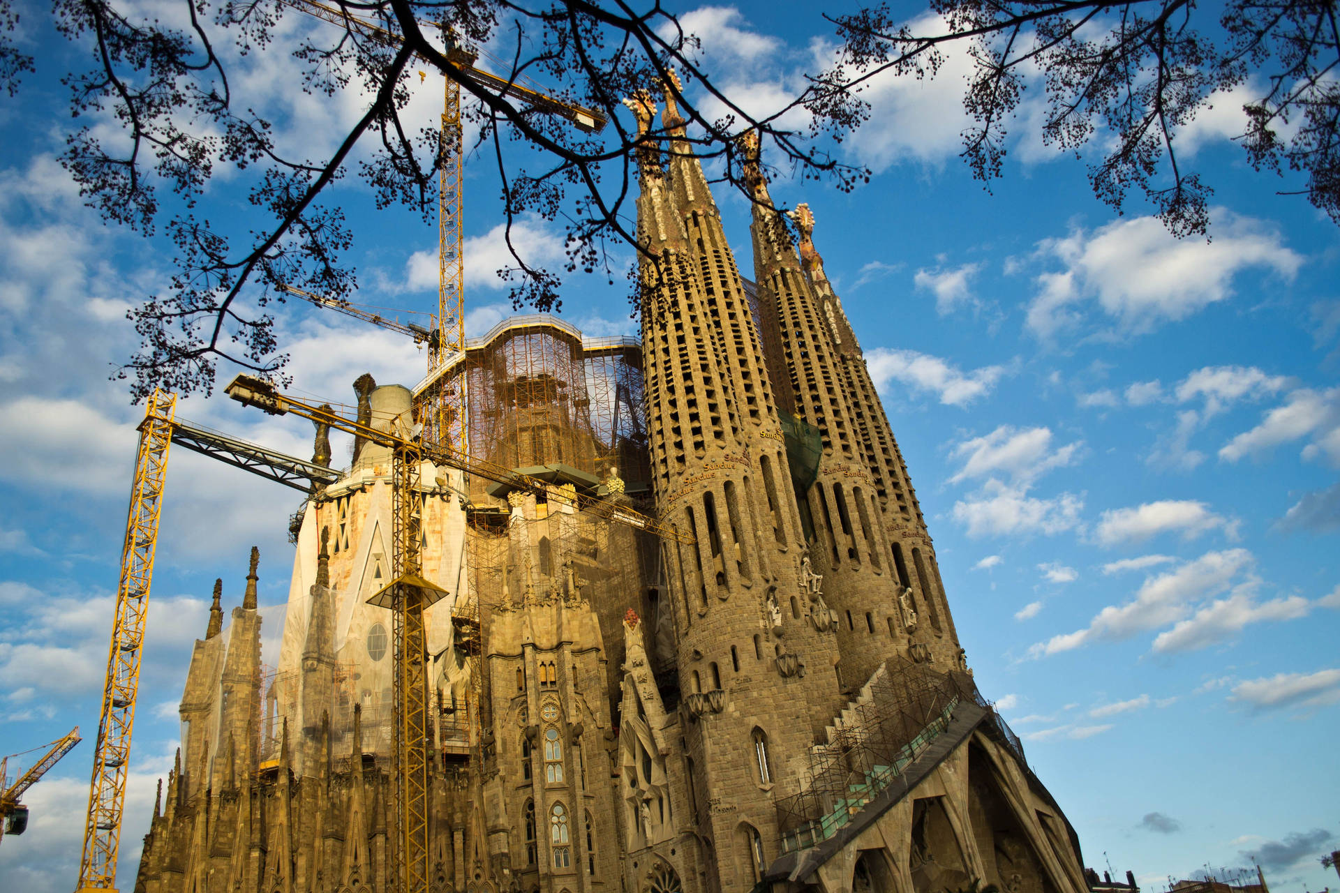 Sagrada Familia Cranes Building Background