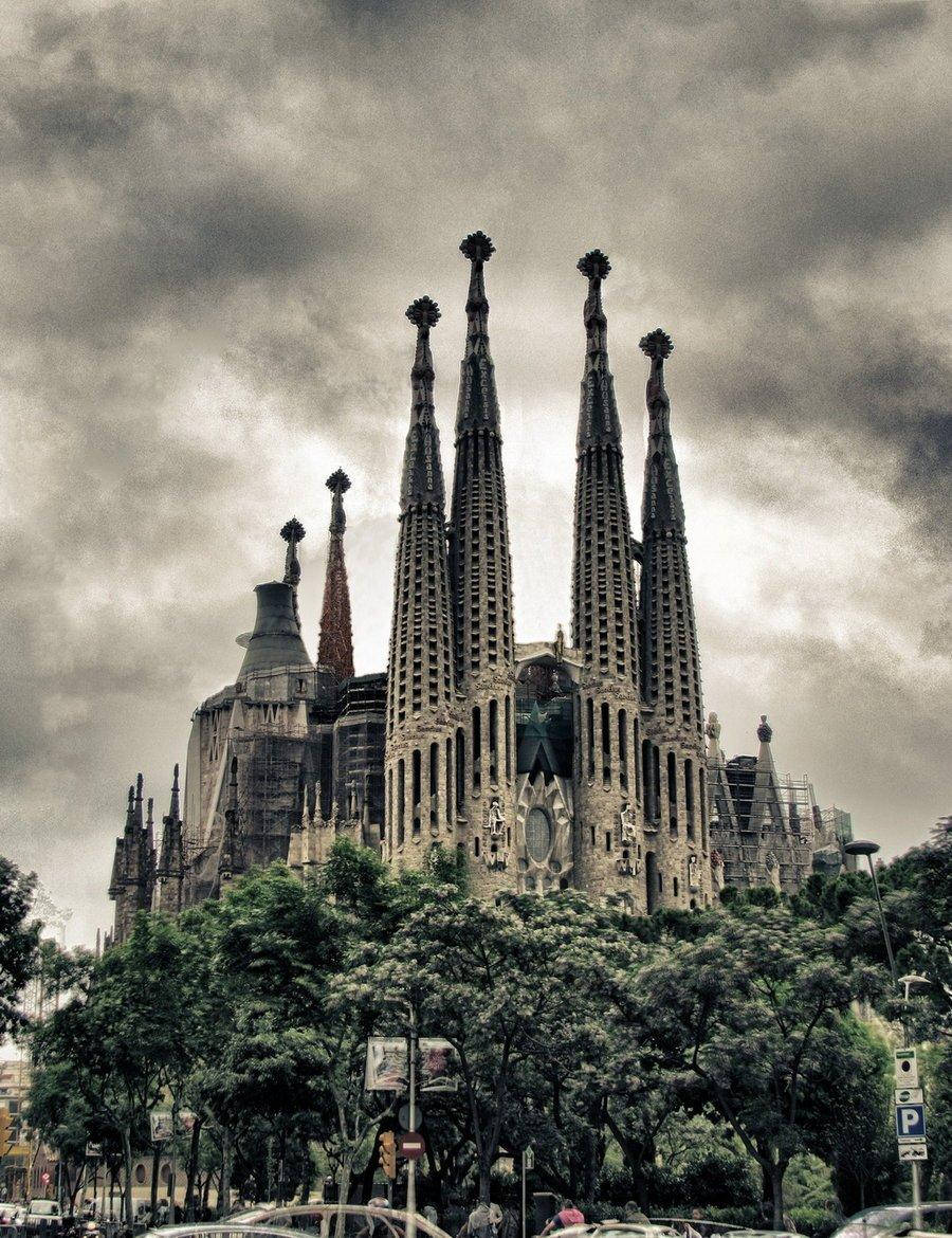 Sagrada Familia During Cloudy Day