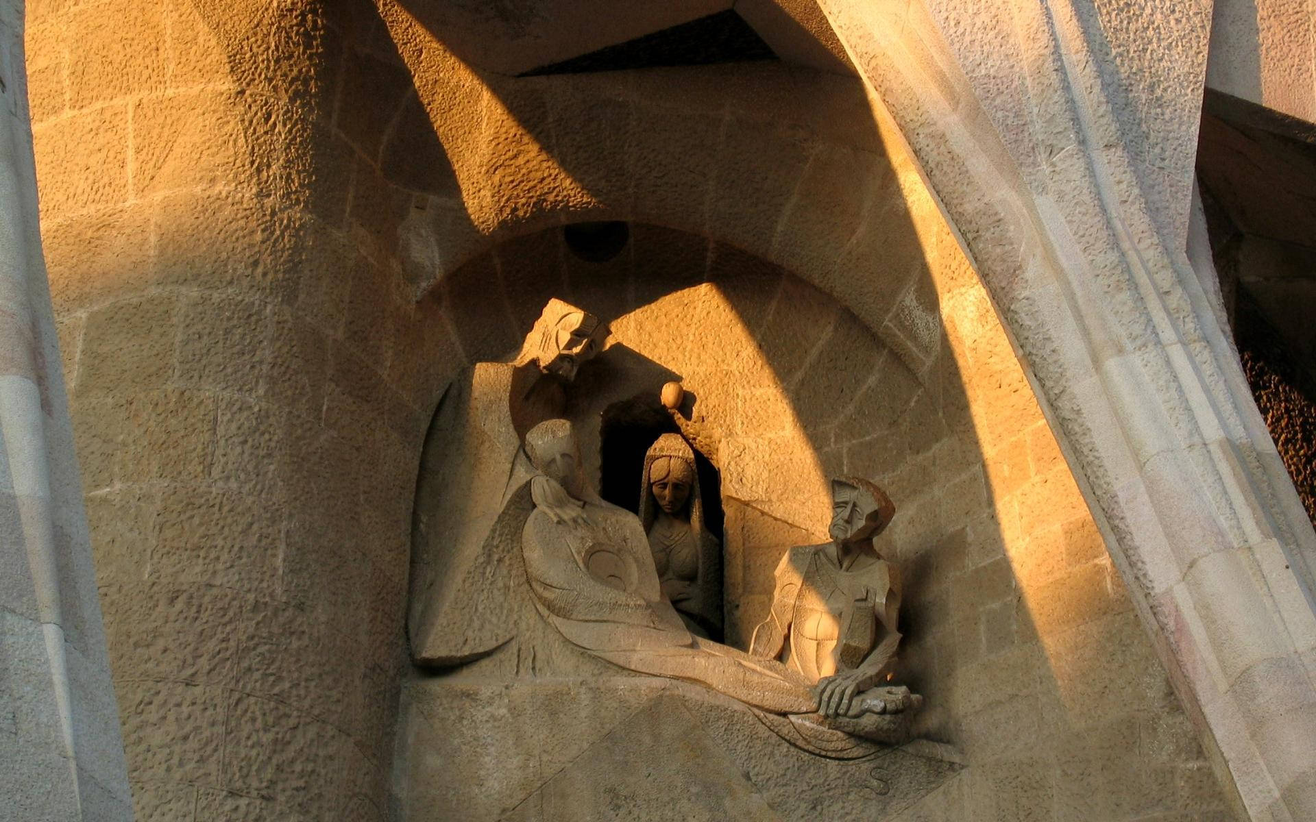 Sagrada Familia Sculpture Scene Background