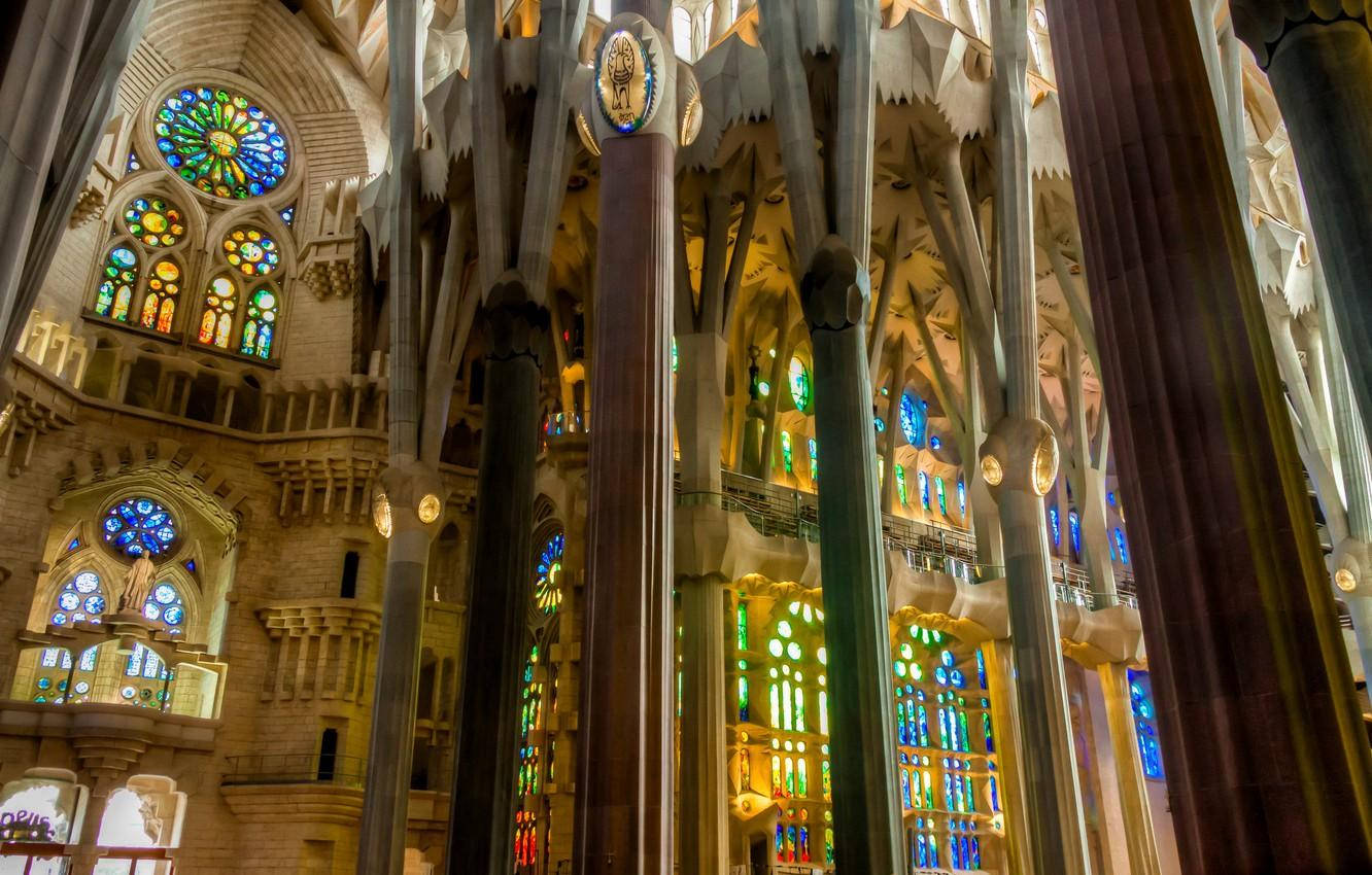 Sagrada Familia Stained Glass Windows Background