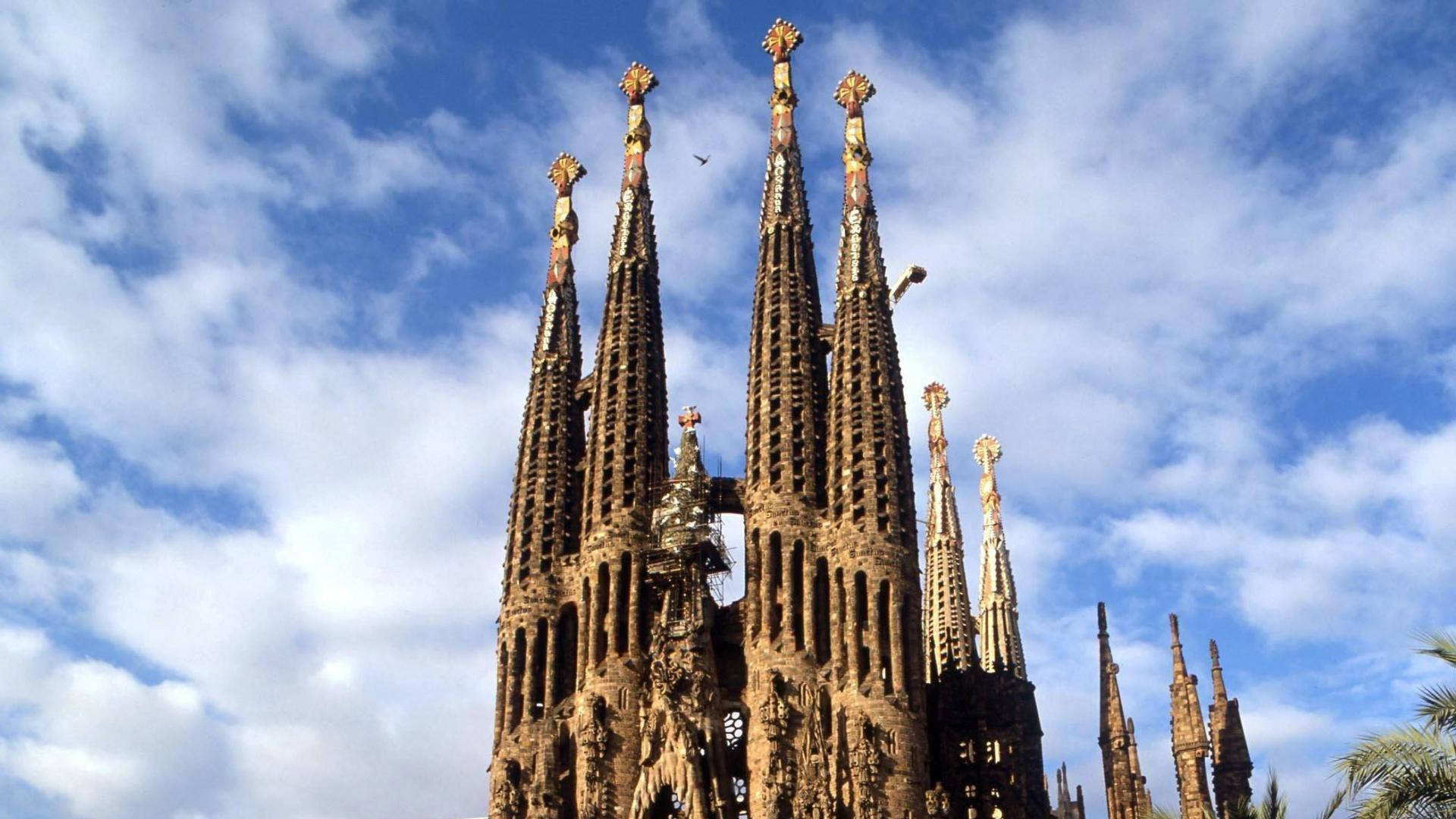 Sagrada Familia Tall Spires Background