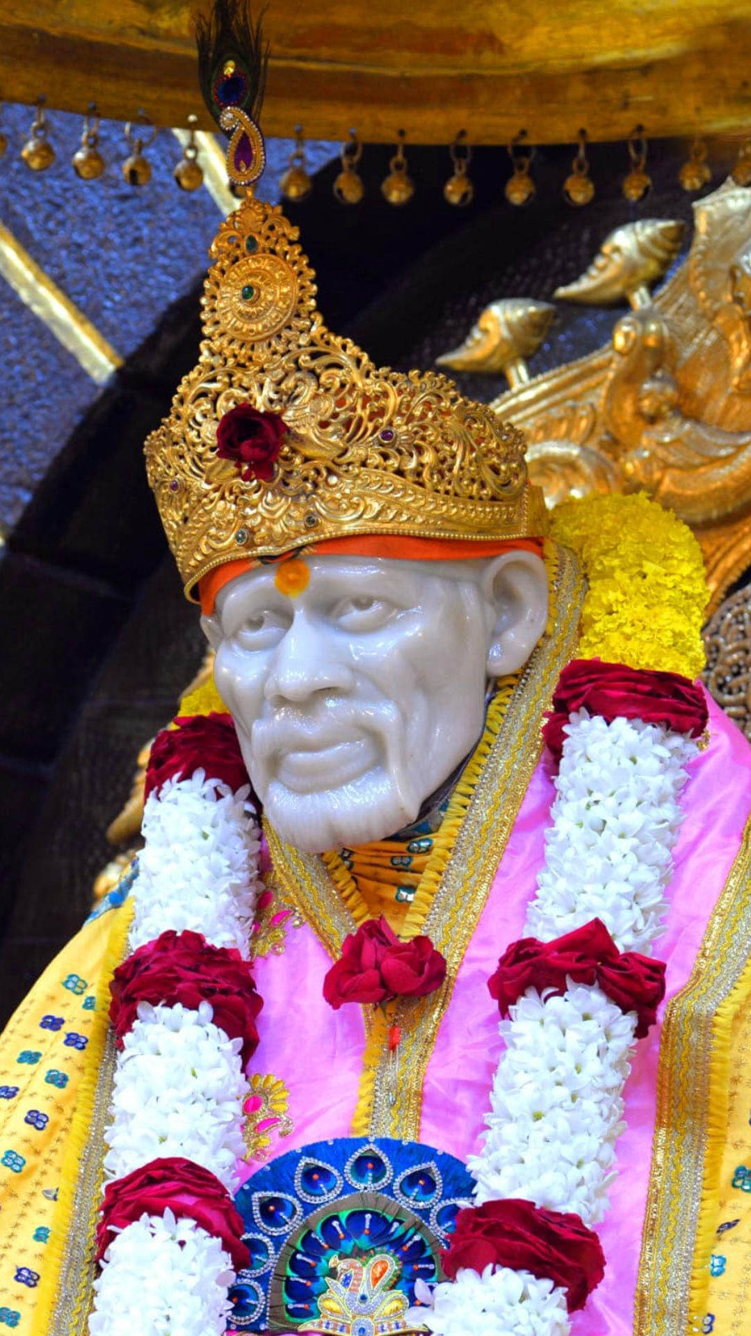 Sai Baba Hd With Crown Background