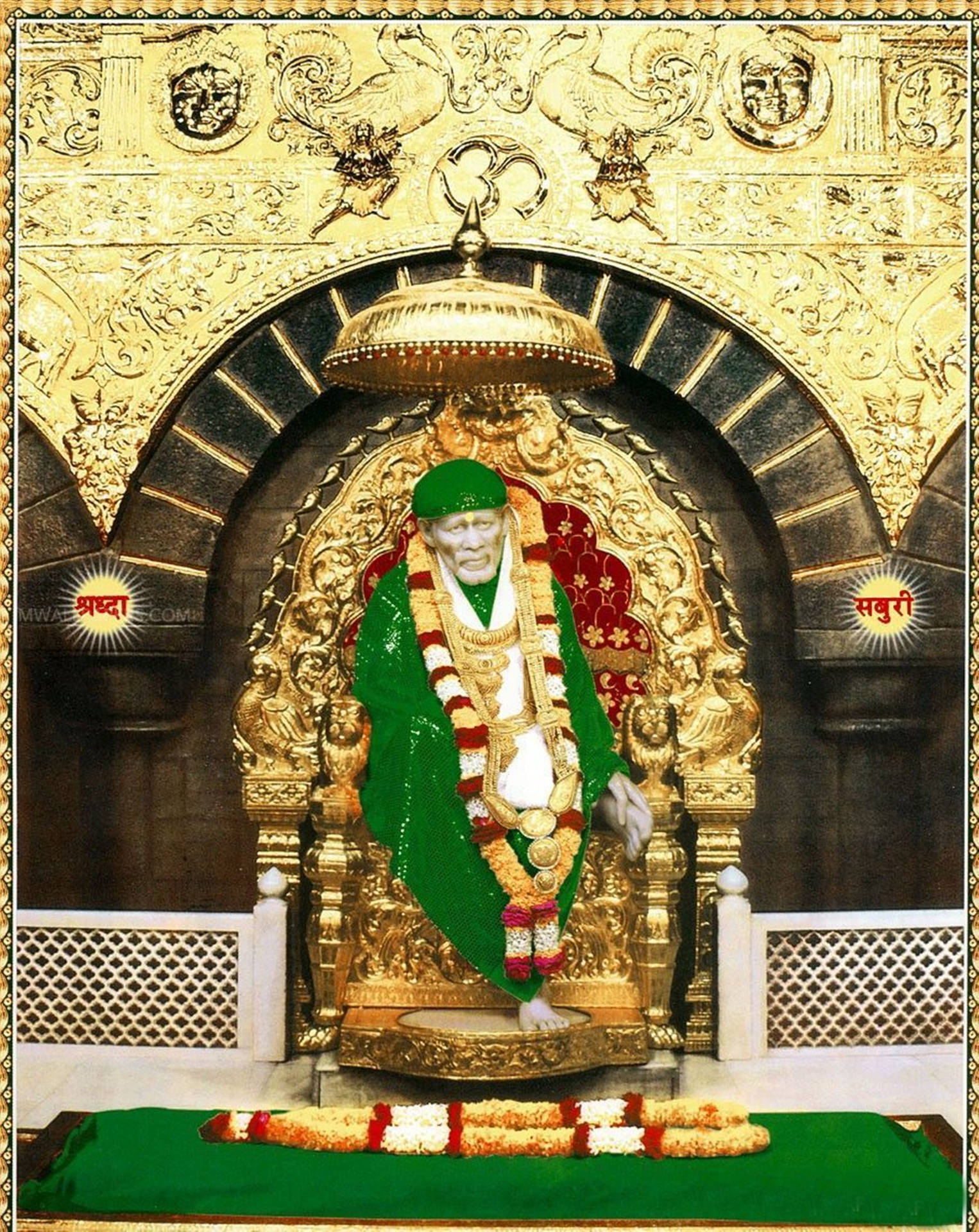Sai Baba In Green Kafni Robe 4k Background