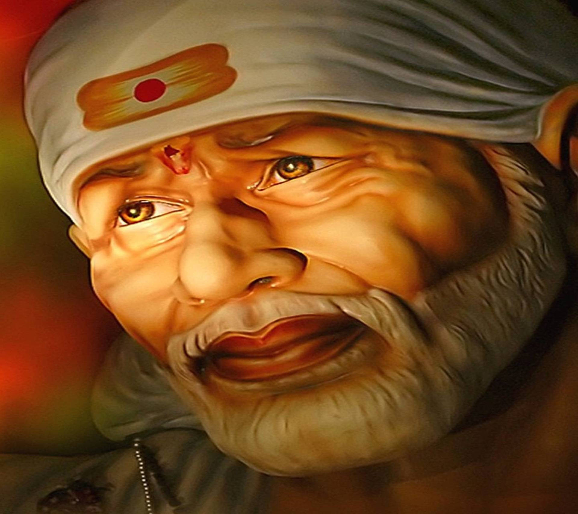 Sai Baba Oil Painting 4k Background