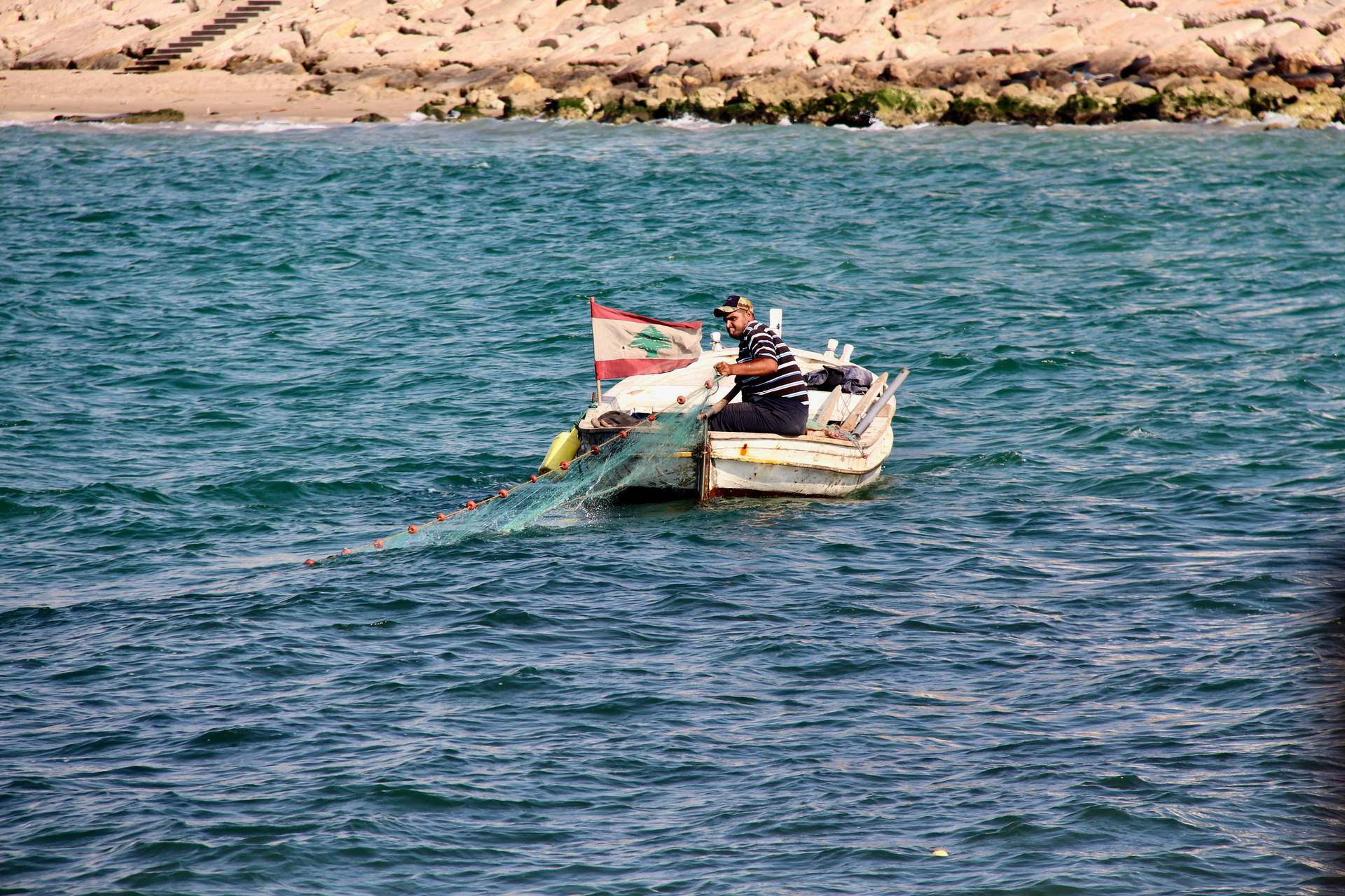 Saida Lebanon Sea Fisherman Background