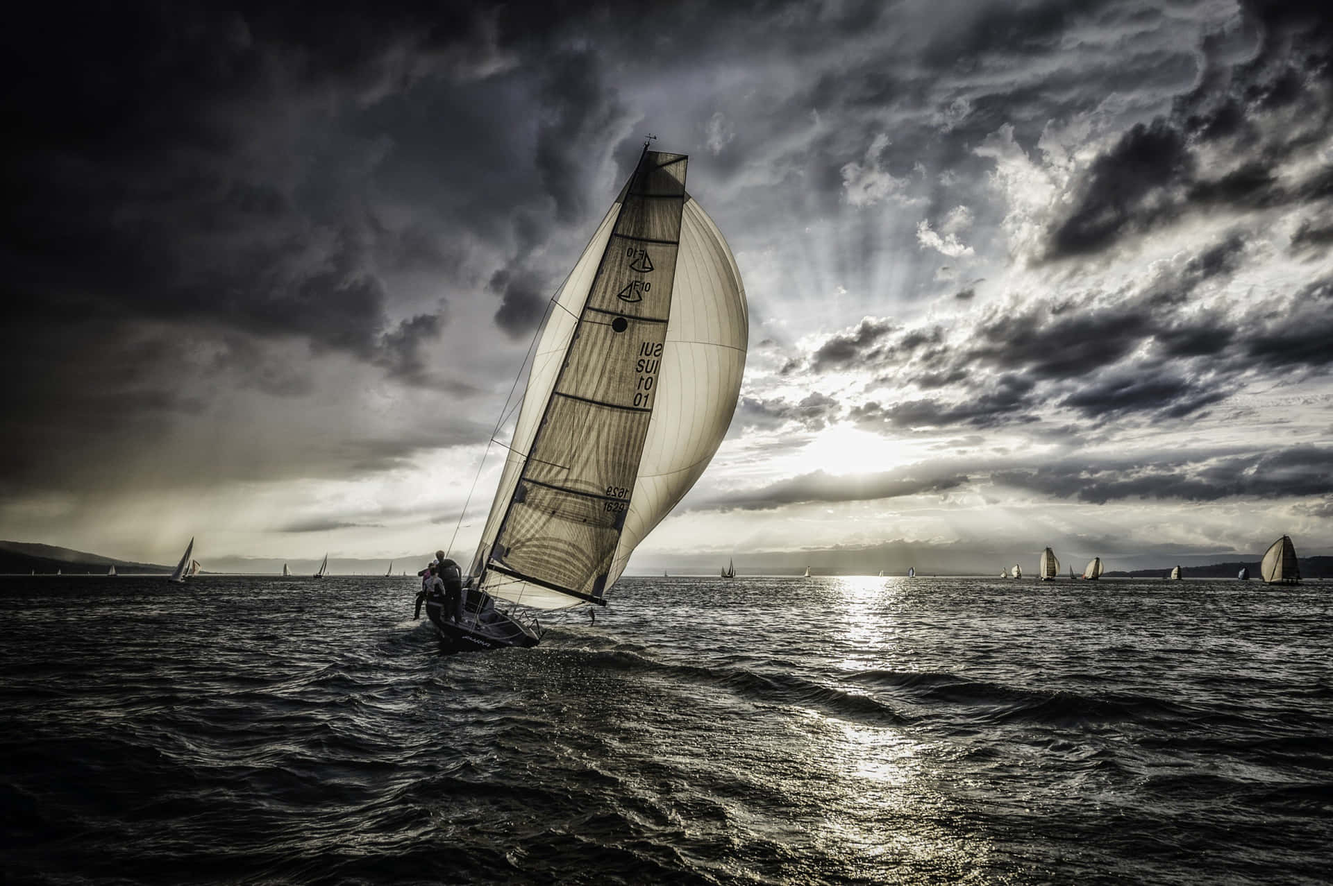 Sailboat At Sunset Background