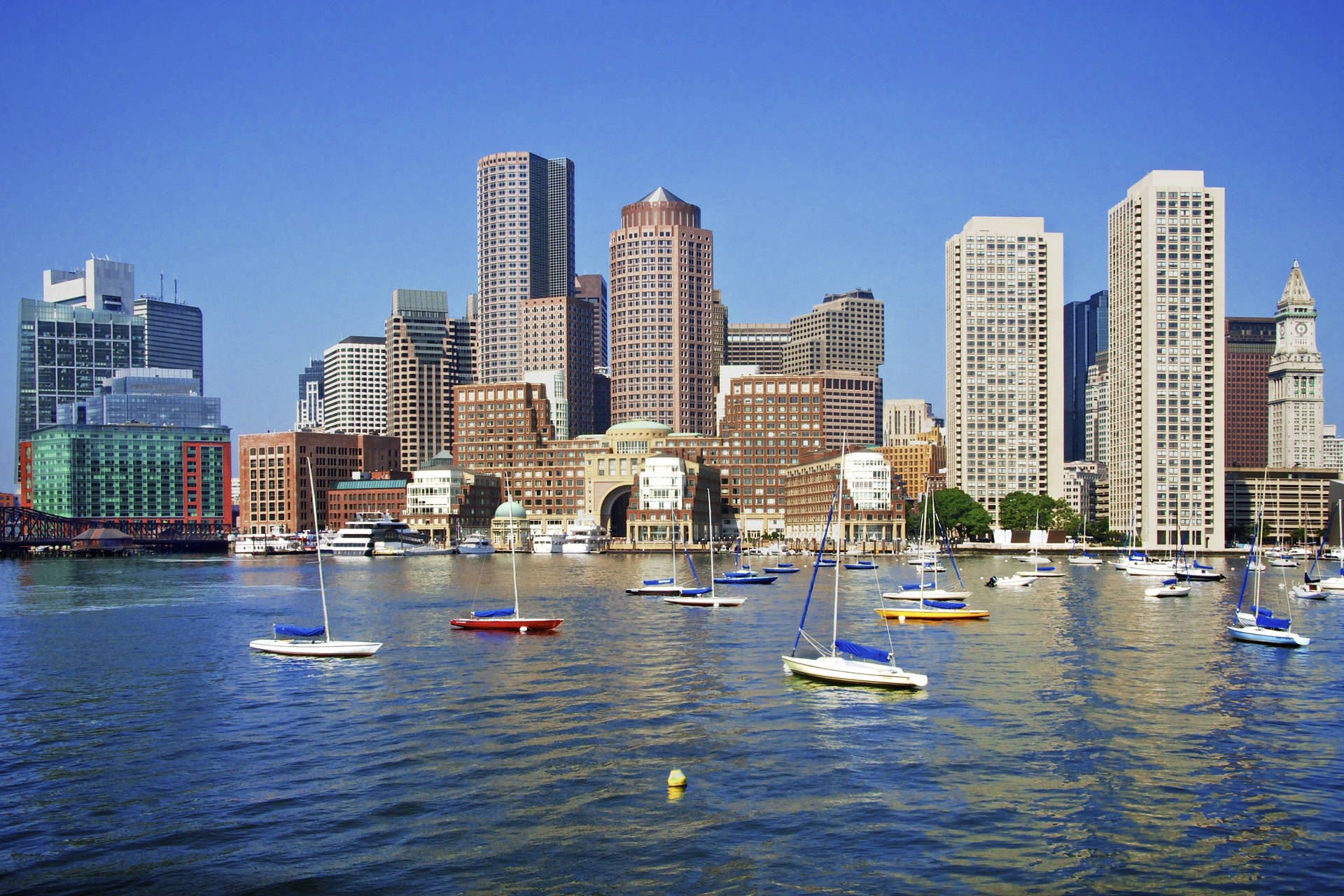 Sailboats In Boston Background