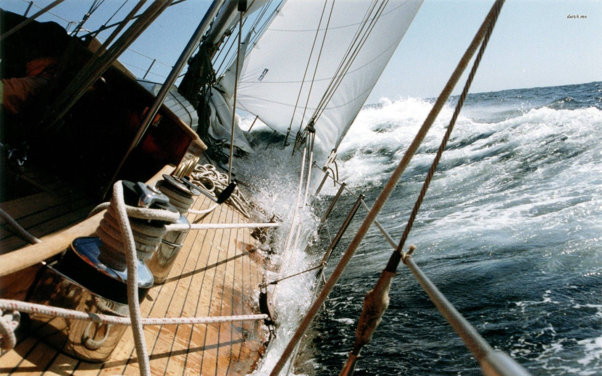 Sailing Boat Crashing Waves Background