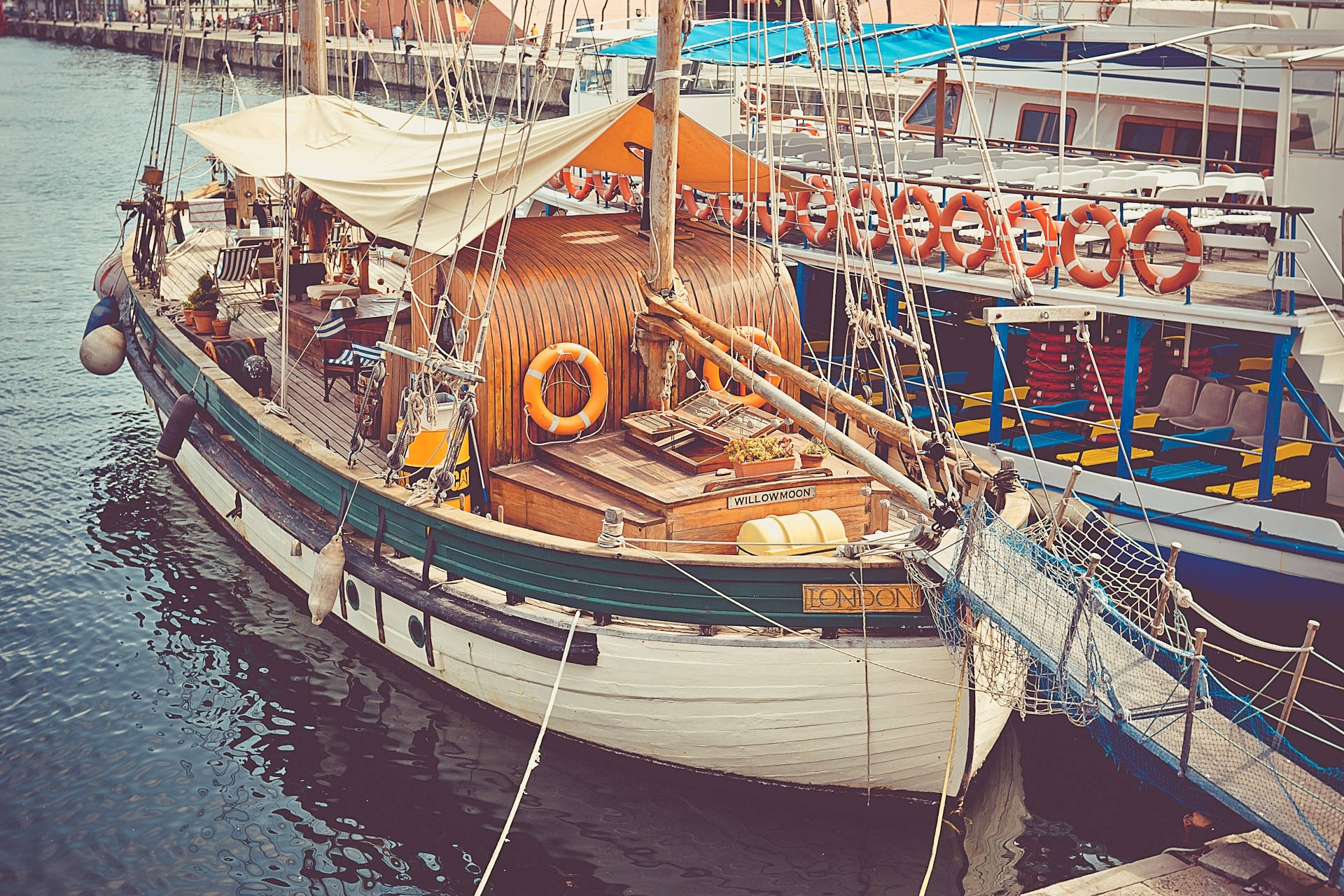 Sailing Boat On Pier Background