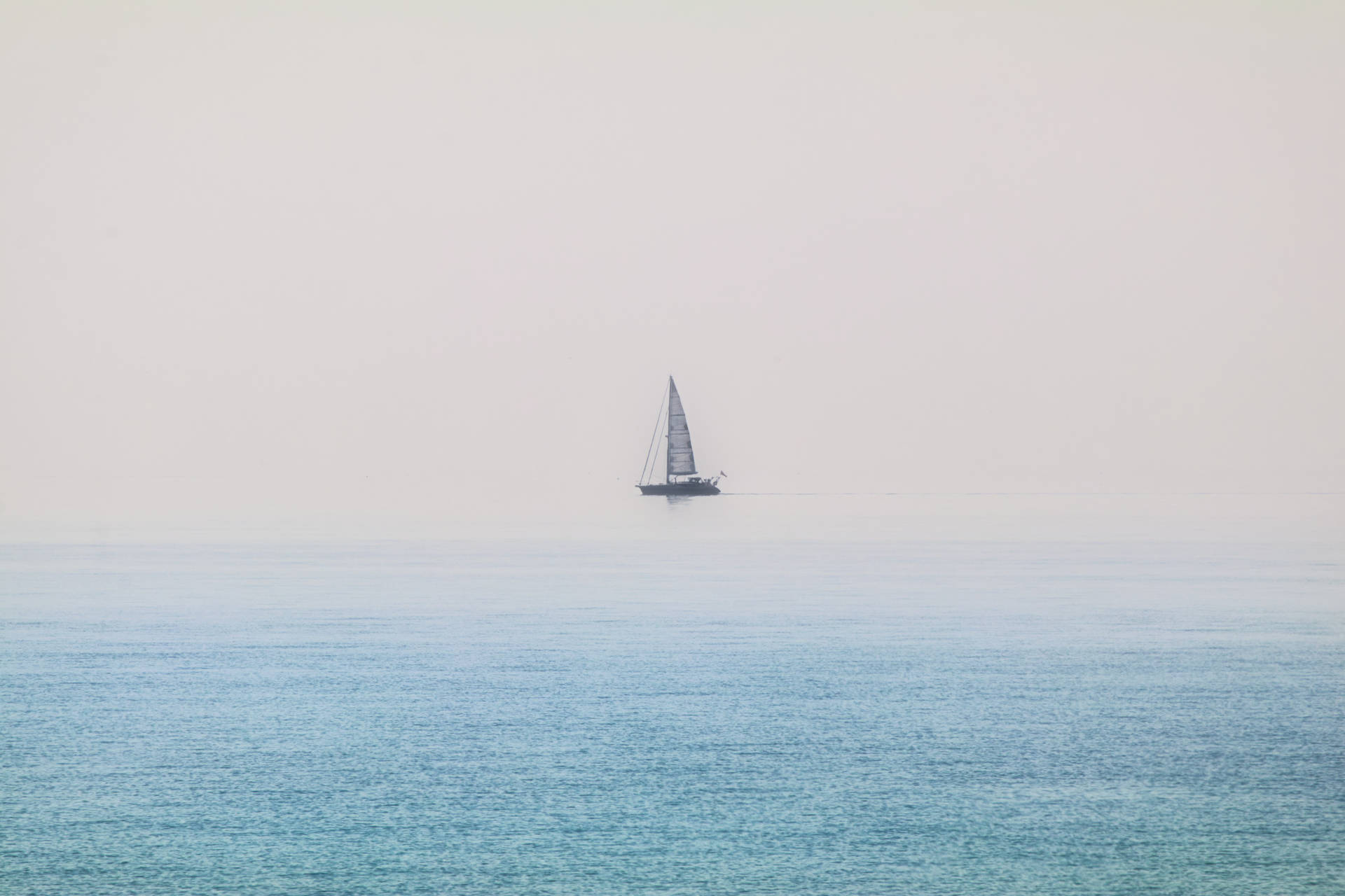 Sailing Covered With Fog Background