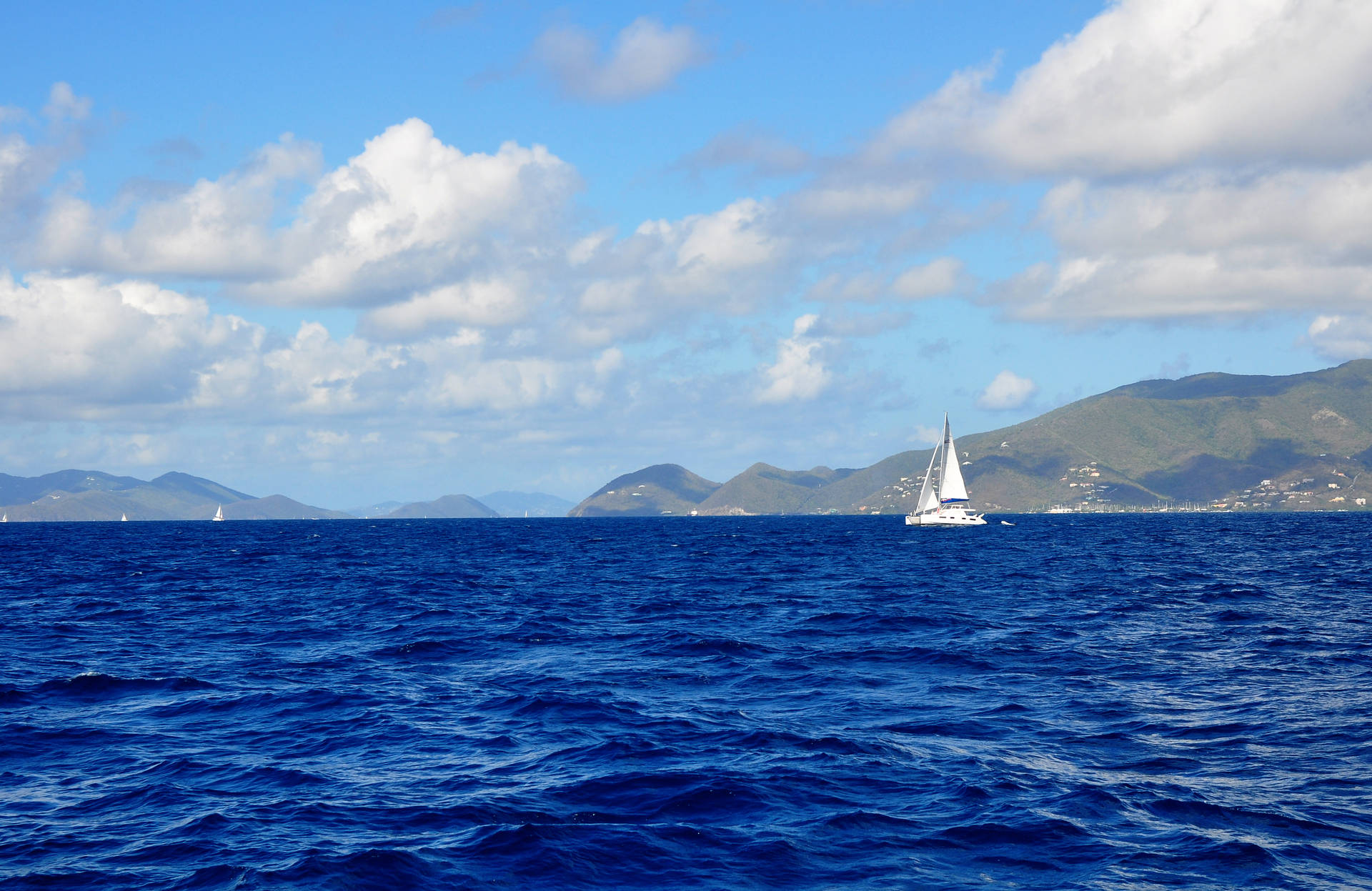 Sailing On Vibrant Blue Waters Background