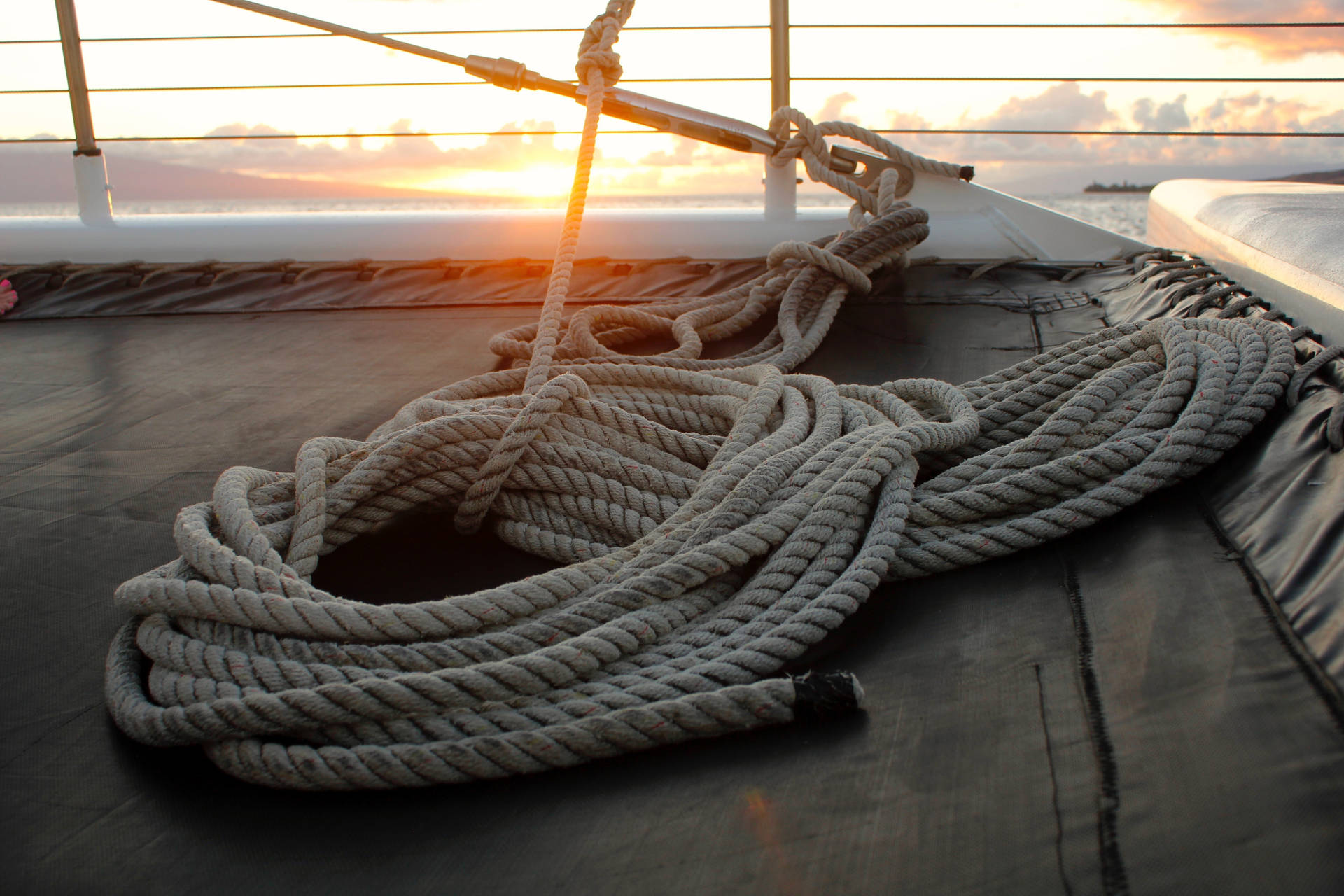 Sailing Rope Tied On Deck Background