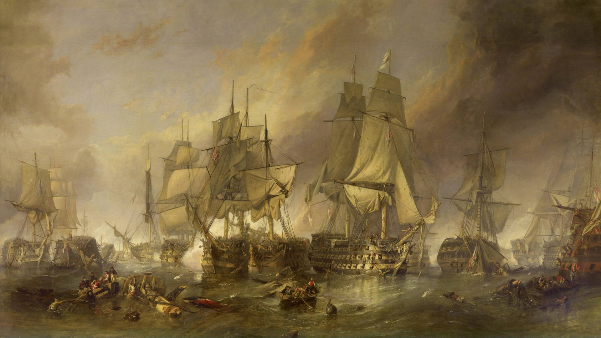 Sailing Ship Battle Of Trafalgar Background