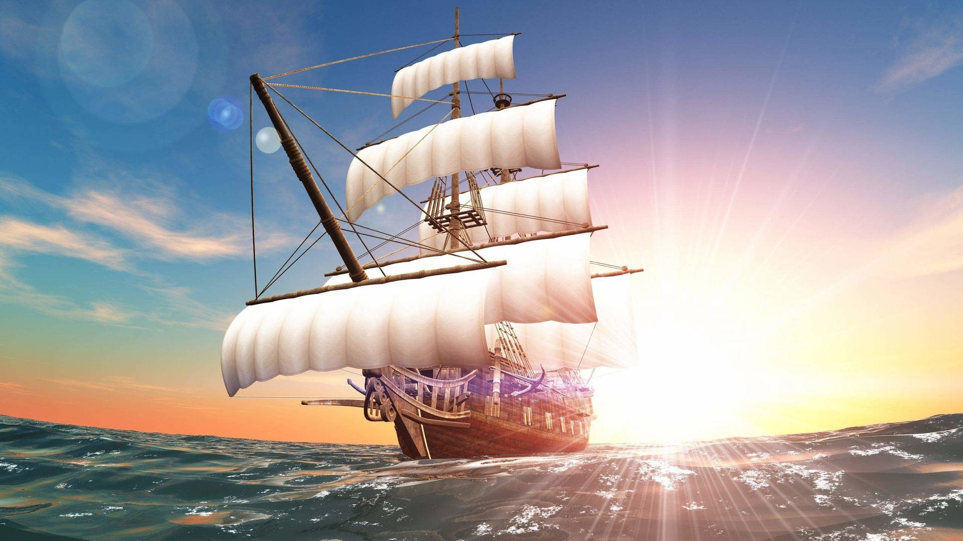 Sailing Ship Digital Art Background