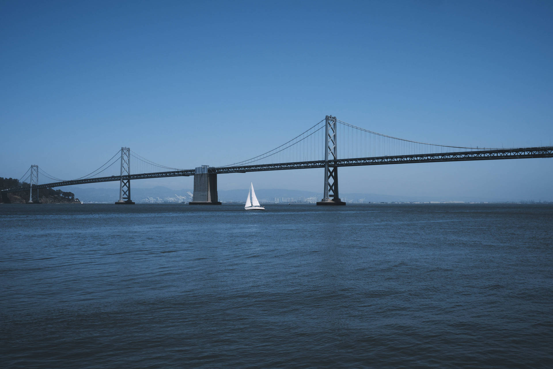 Sailing Under Oakland Bay Bridge Background