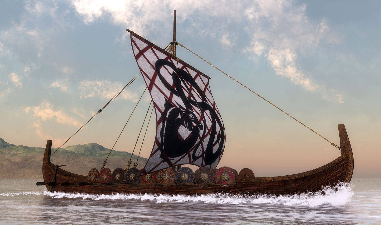 Sailing Viking Ship Graphics Background