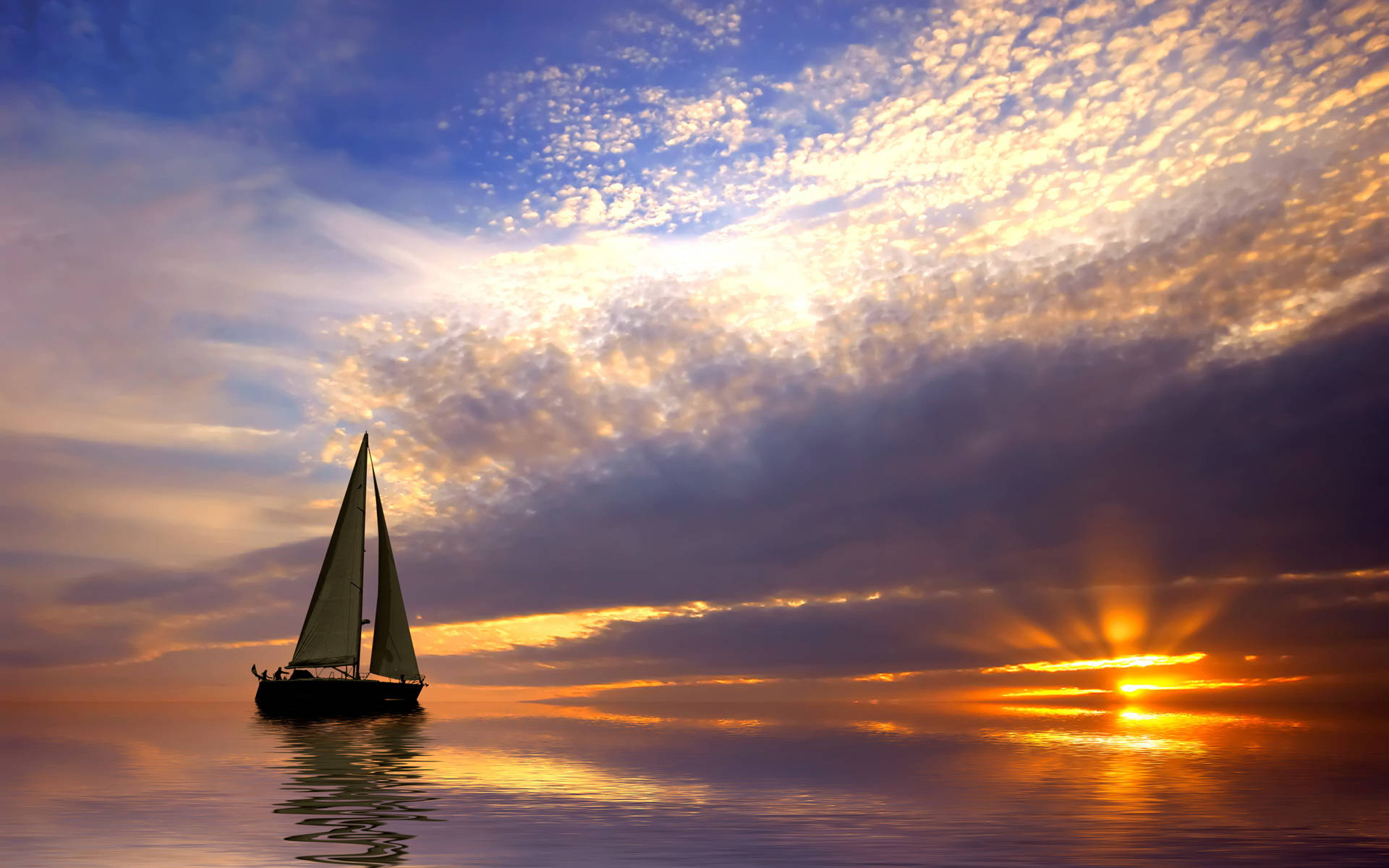 Sailing While Sunset Watching Background