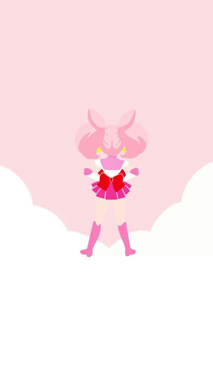Sailor Chibi-usa Fighting With Her Pink Moon Stick Background