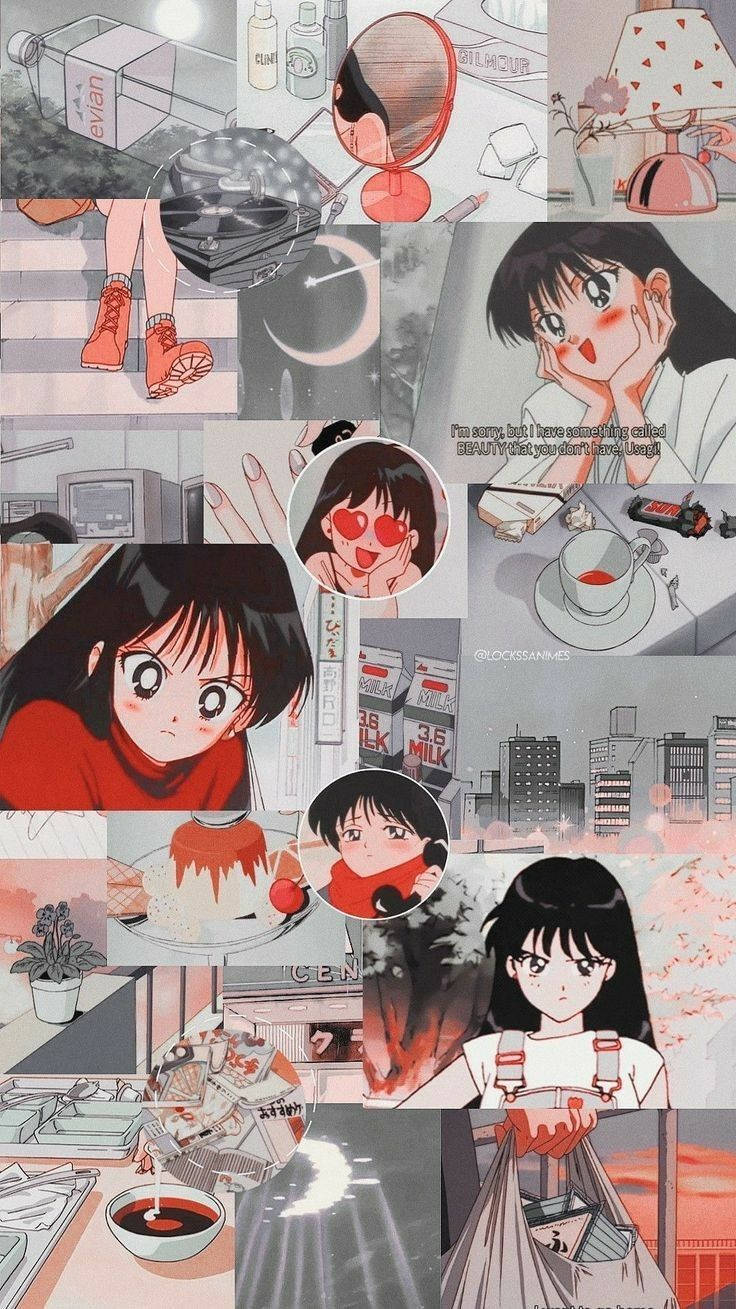 Sailor Mars Cute Retro Anime Aesthetic Background