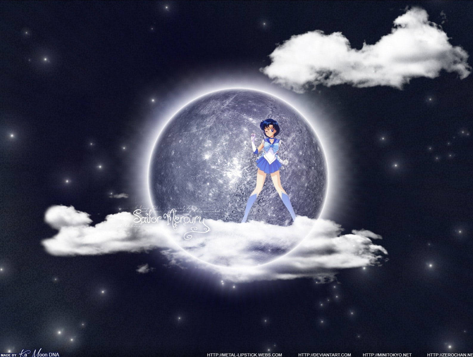 Sailor Mercury On The Planet Mercury Background