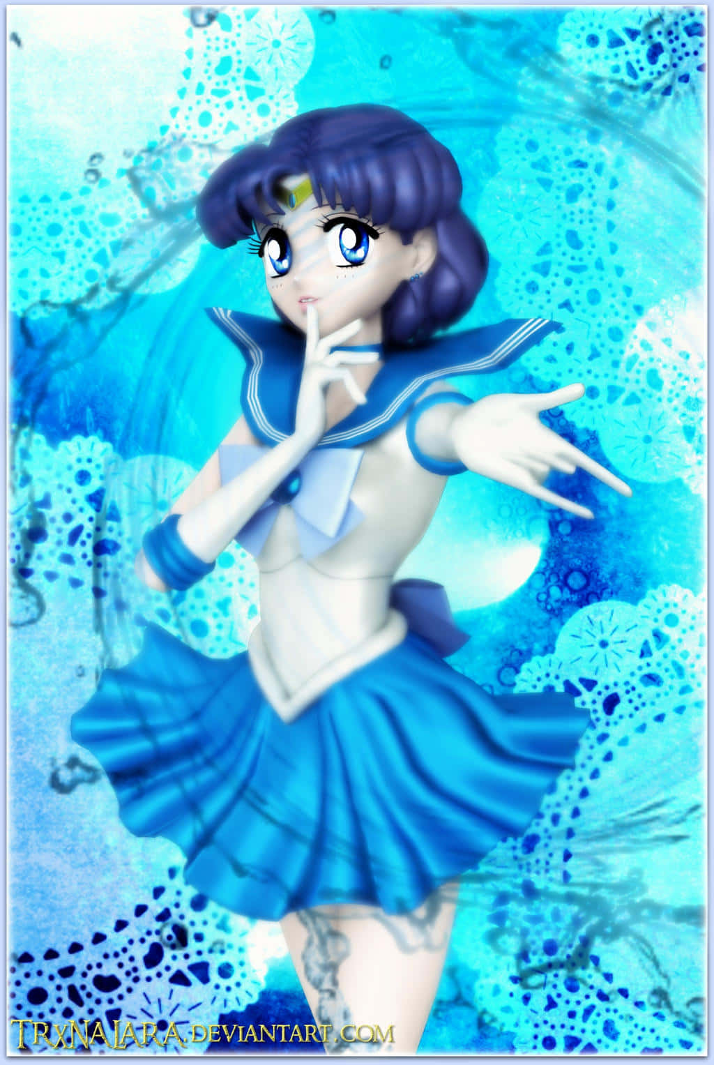 Sailor Mercury Using Her Power To Protect The World.