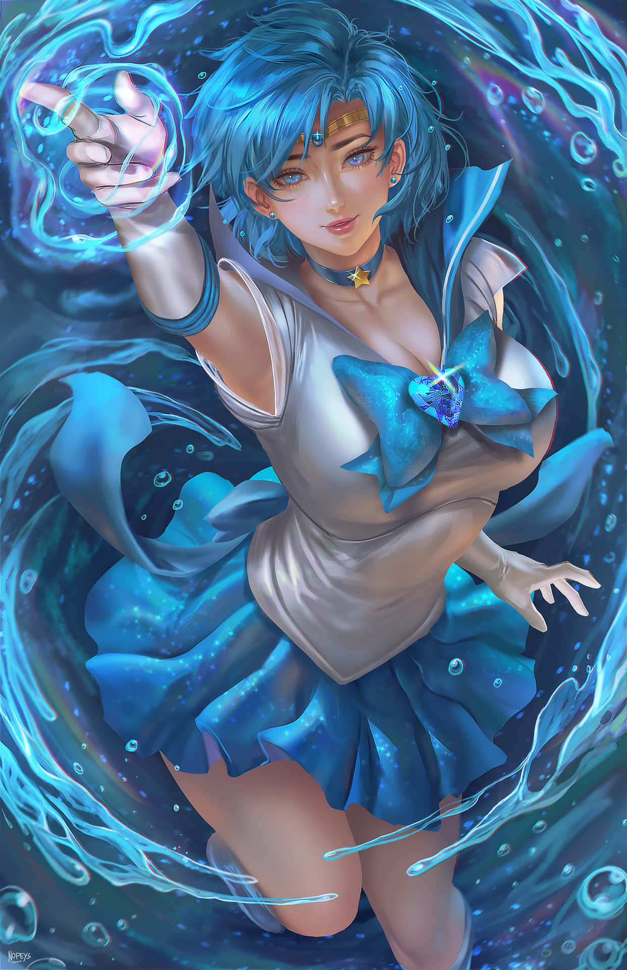 Sailor Mercury Wielding Water Background