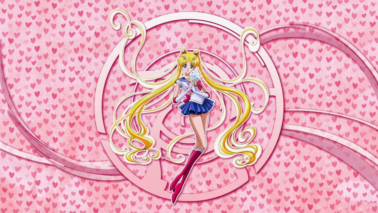 Sailor Moon Crystal Pink Hearts Background