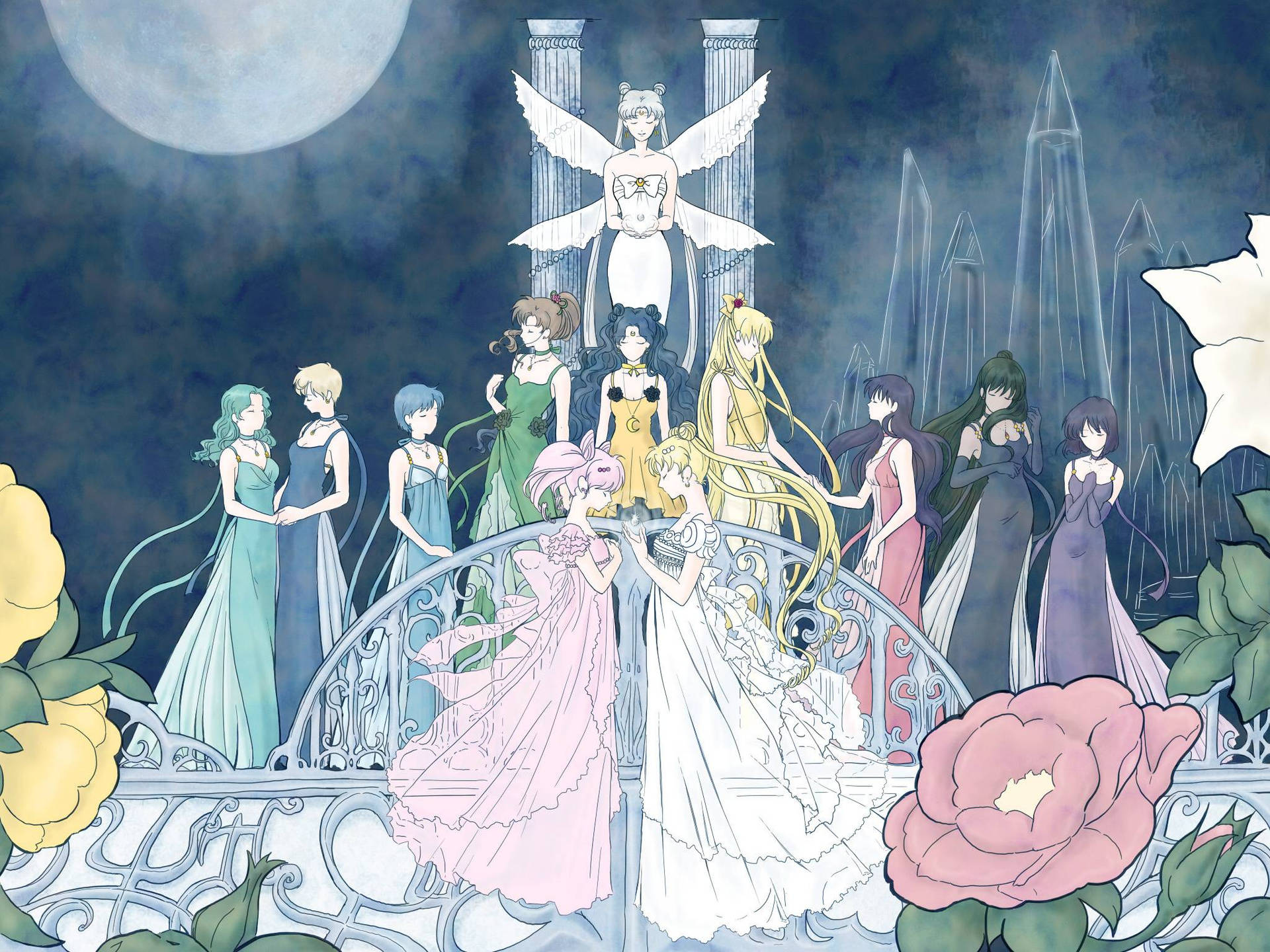 Sailor Moon Group Portrait Background