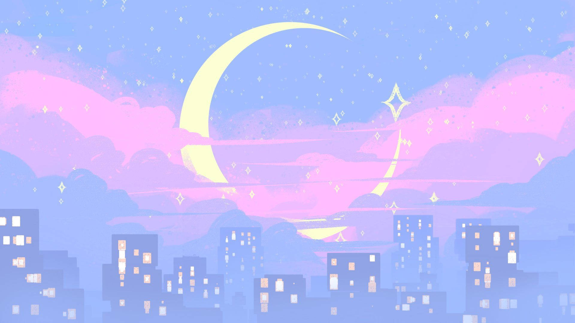 Sailor Moon Pastel City Background Background