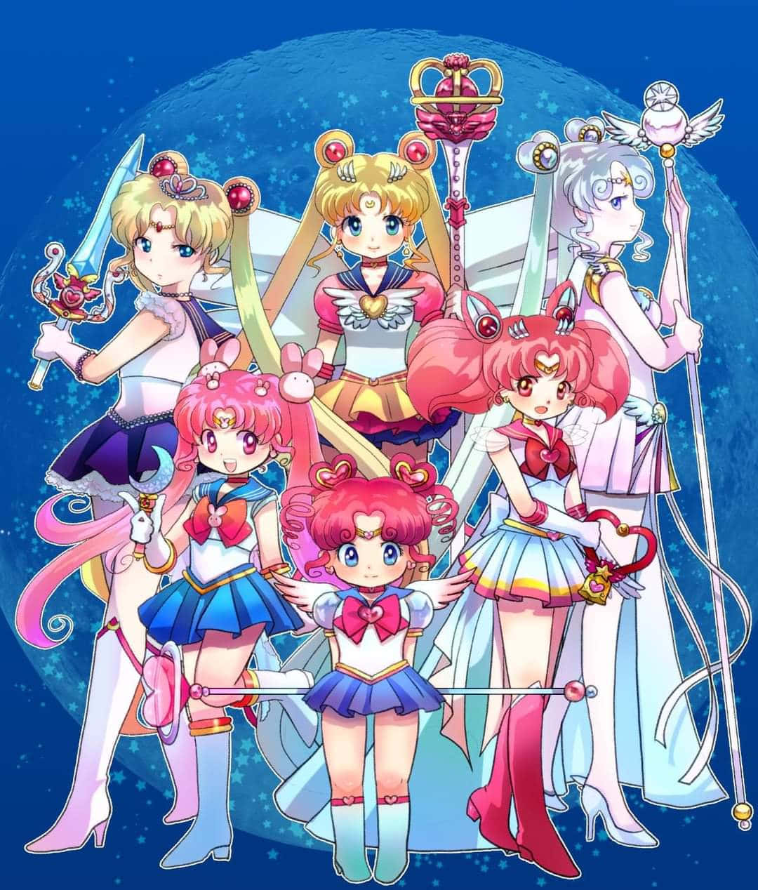 Sailor Moonand Team Cosmic Backdrop Background