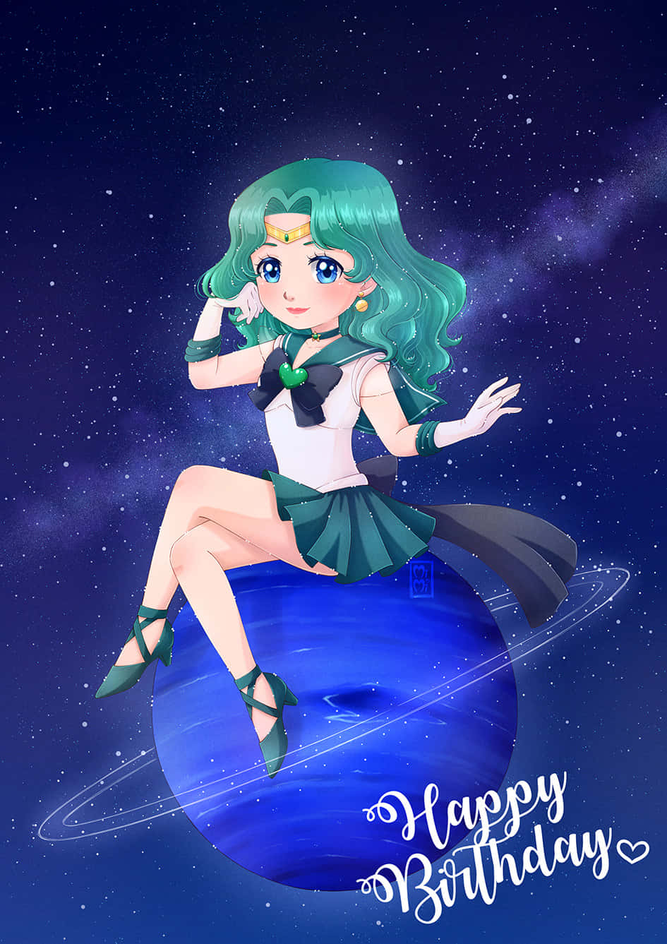 Sailor Neptune Of The Outer Solar System Background