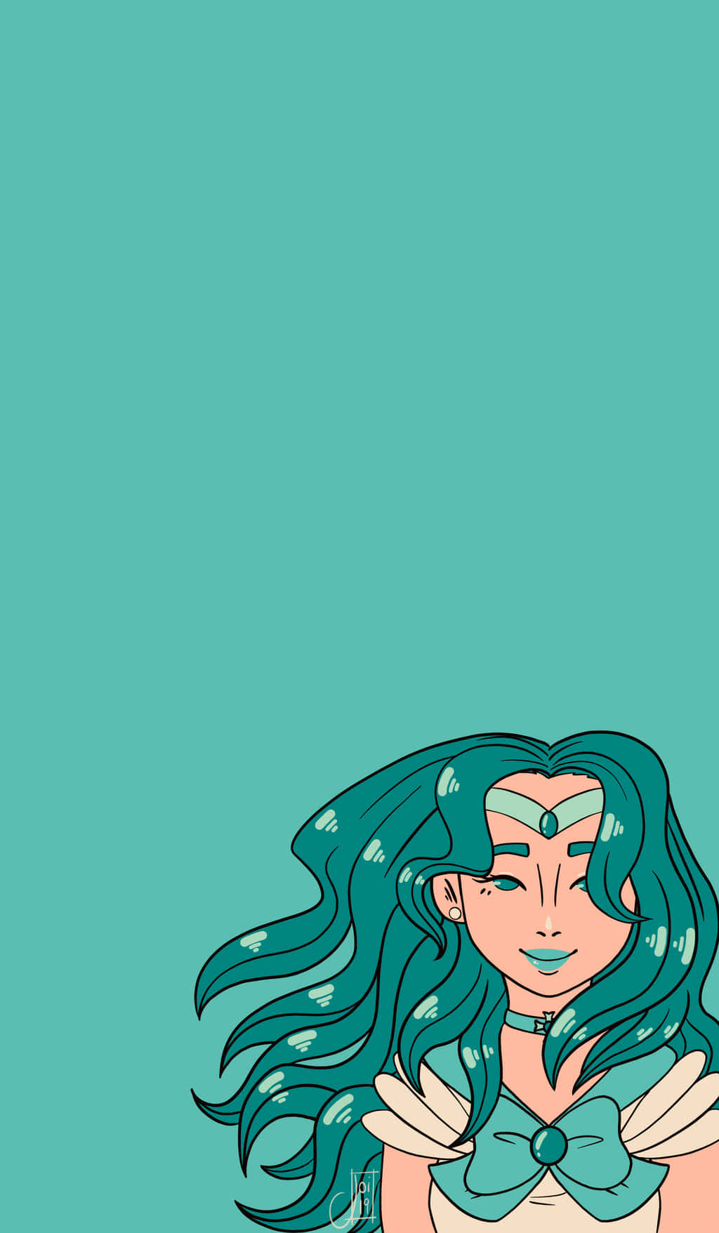 Sailor Neptune Using Her Deep Sea Mirror For Divine Guidance Background