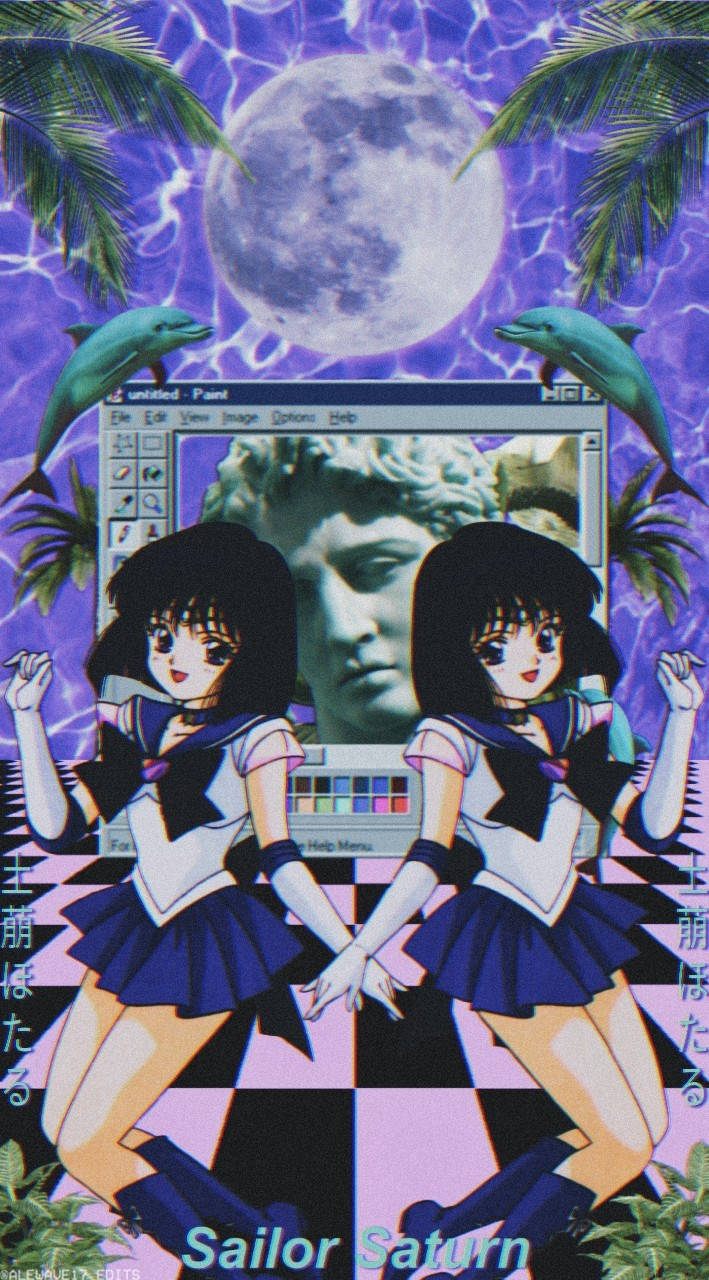 Sailor Saturn Cute Retro Anime Aesthetic Background