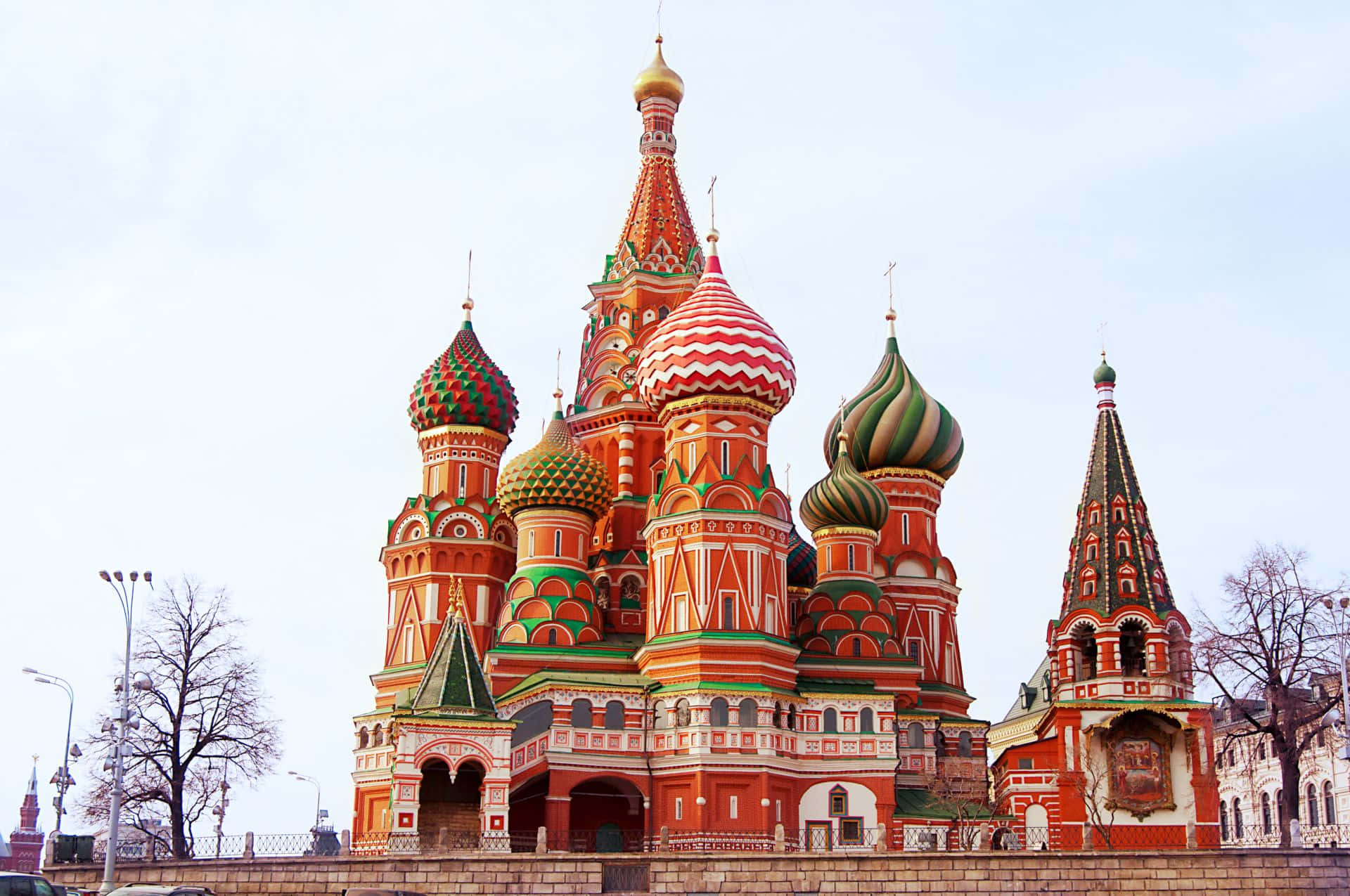 Saint Basil's Cathedral With Intricate Designs And Colors Background