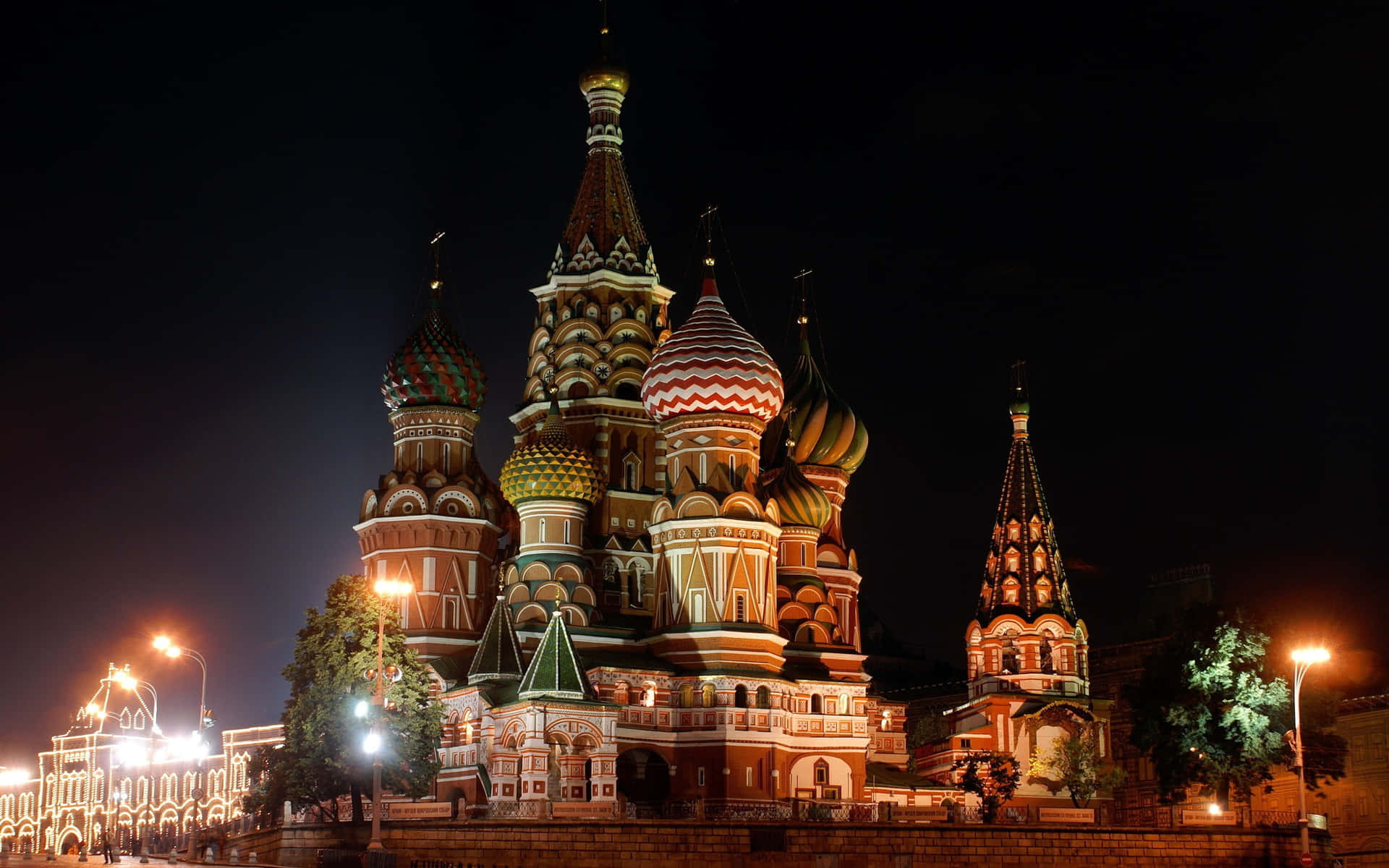 Saint Basil's Cathedral With Some Illuminated Parts Background