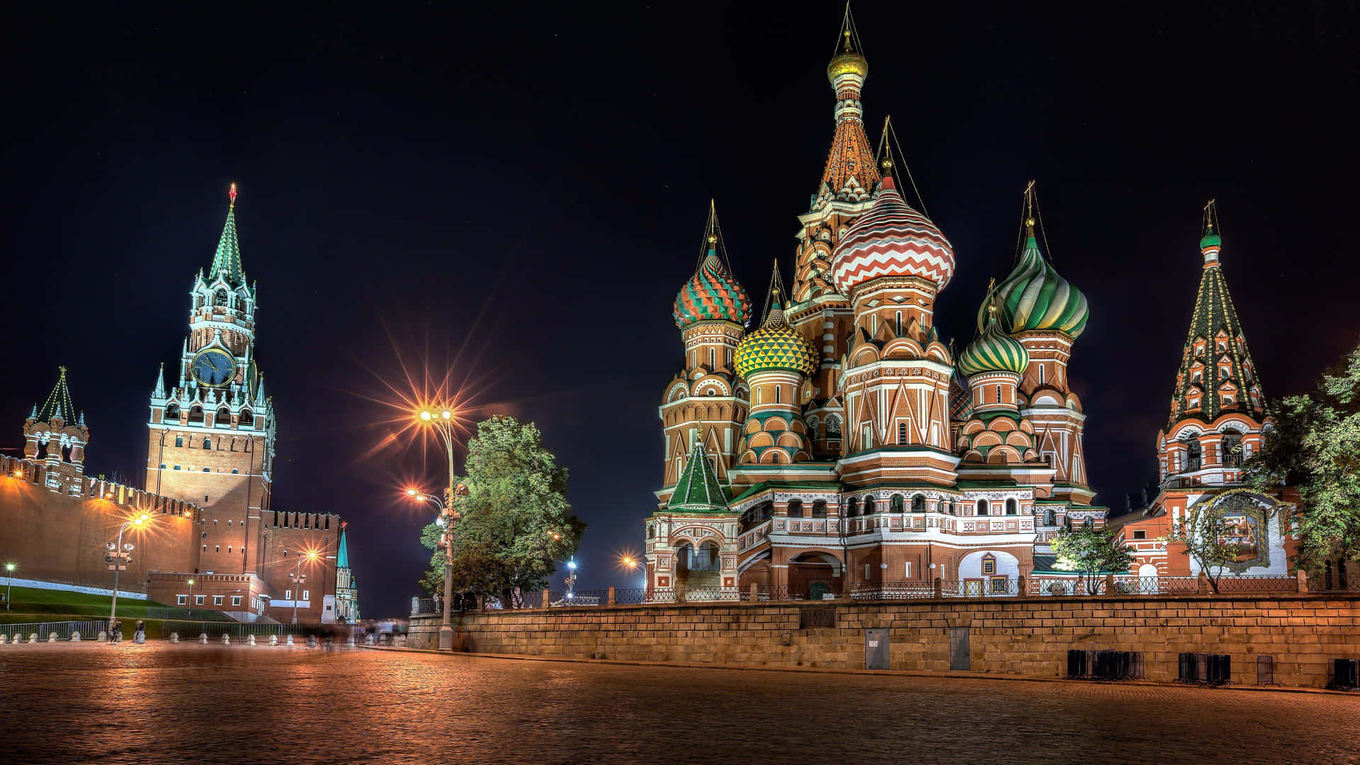 Saint Basils Cathedral And Spasskaya Tower Background