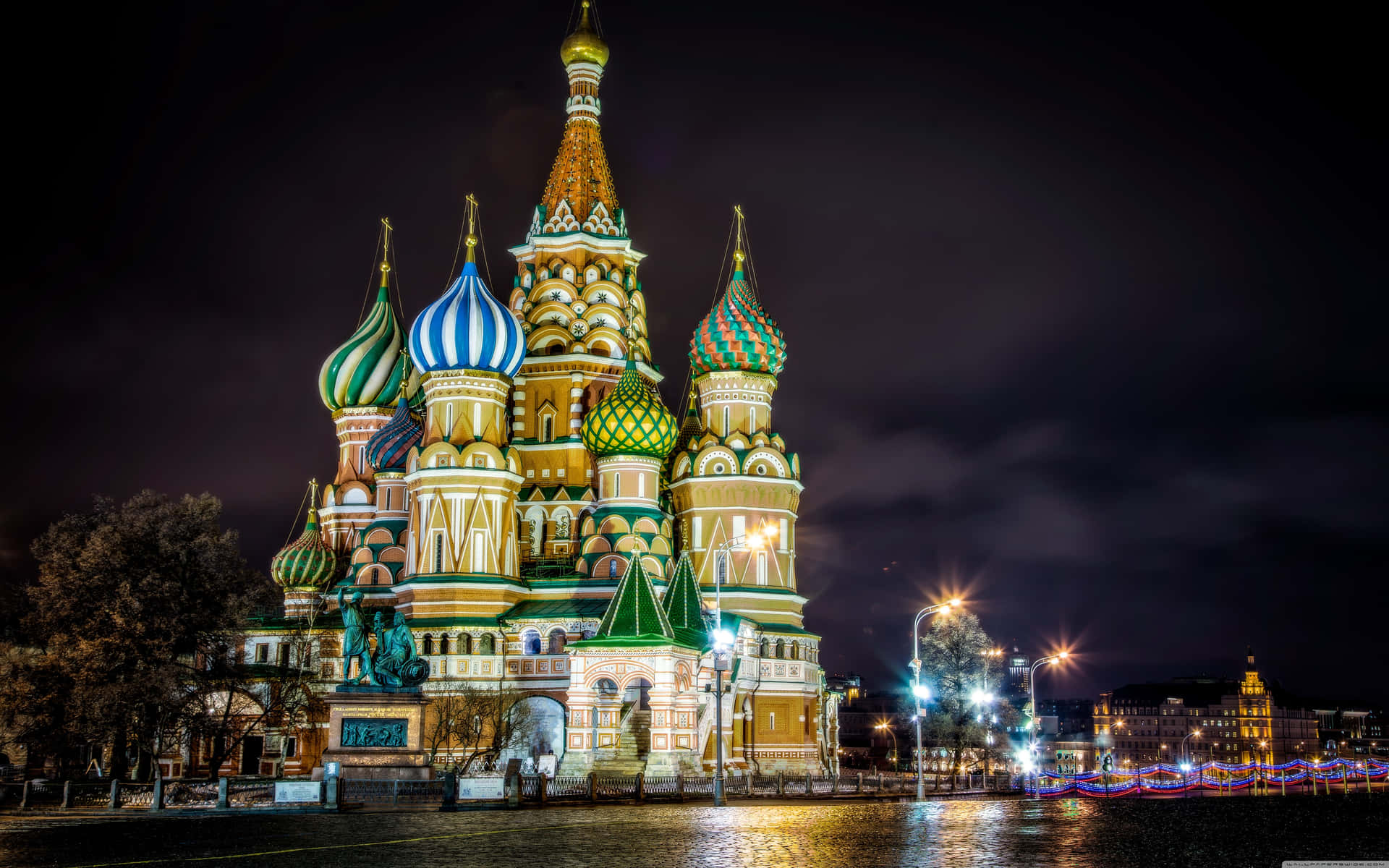 Saint Basils Cathedral Evening Street View Background
