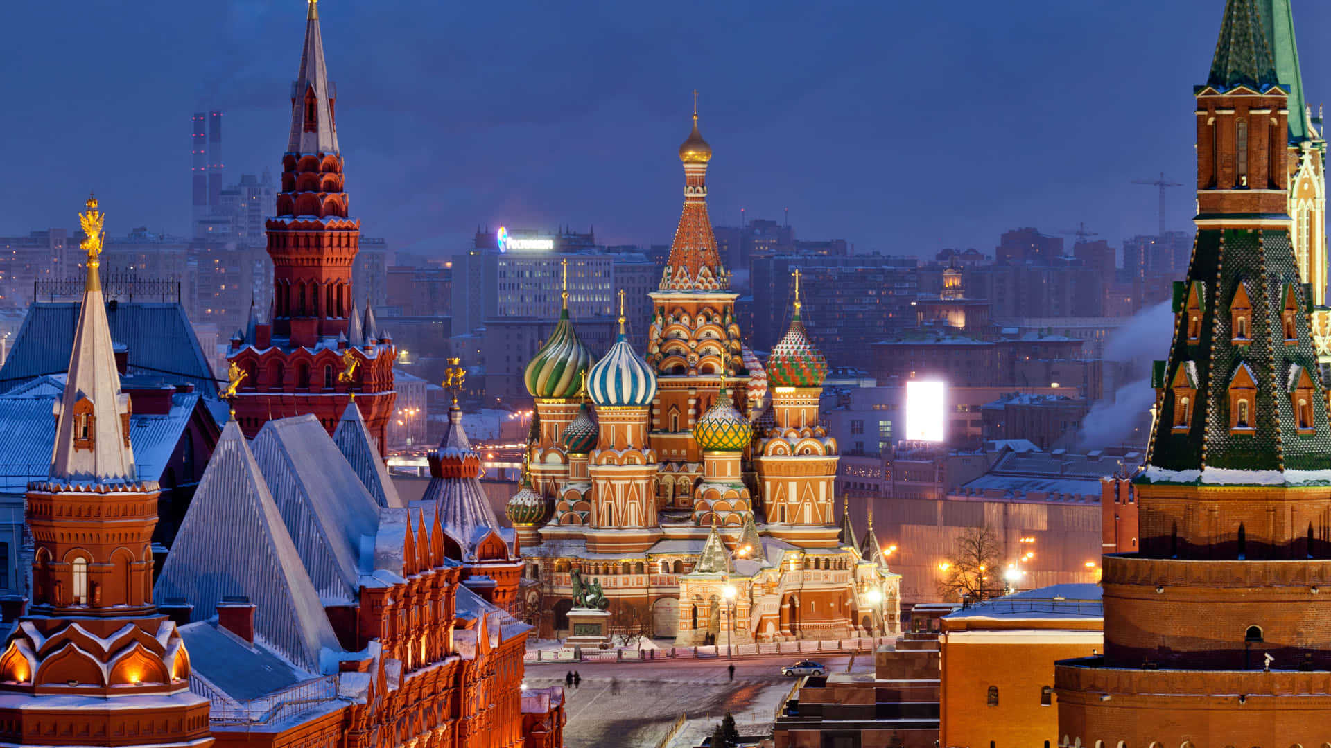 Saint Basils Cathedral Red Square Nighttime Background