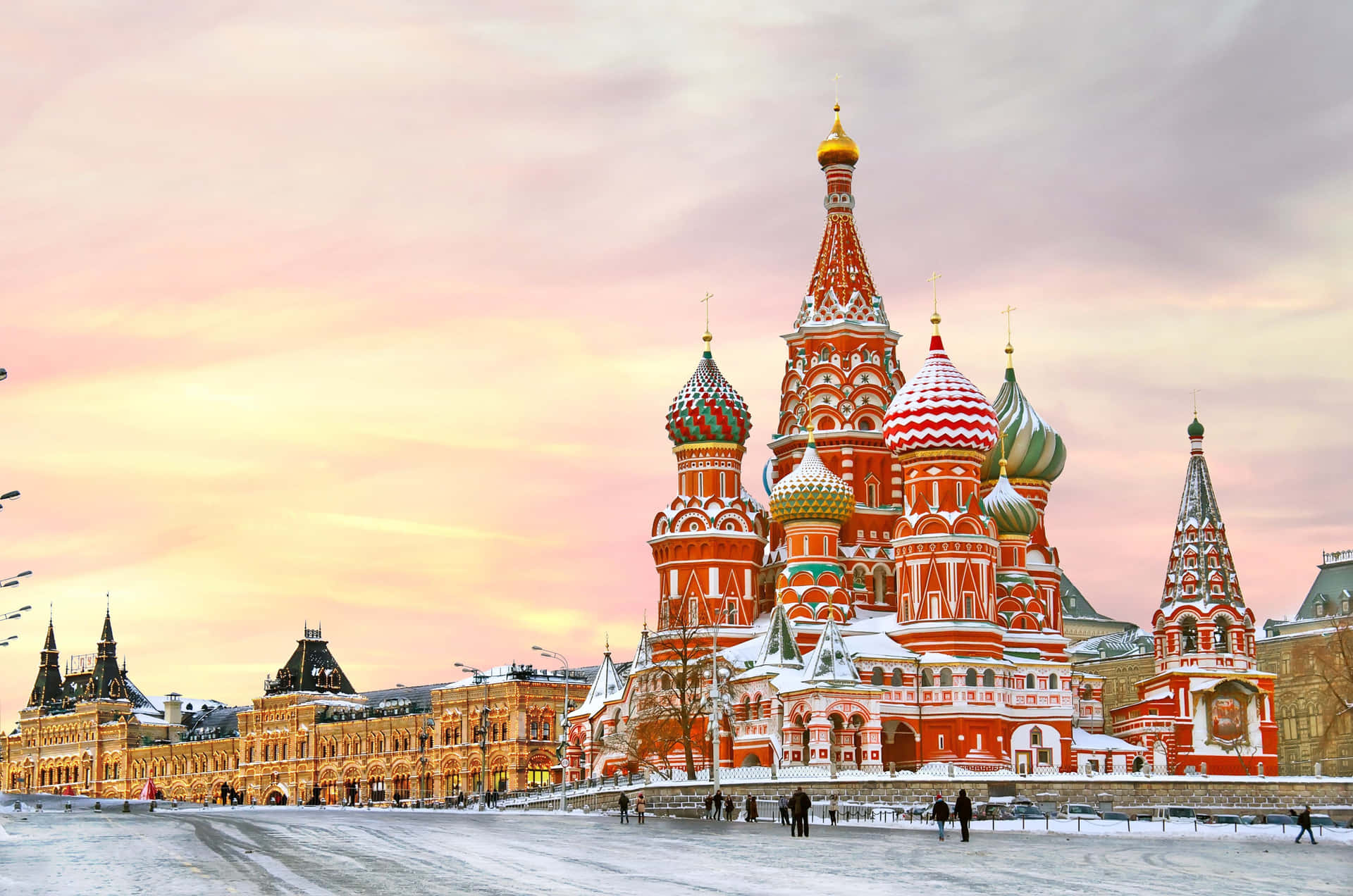 Saint Basils Cathedral With Snow Background