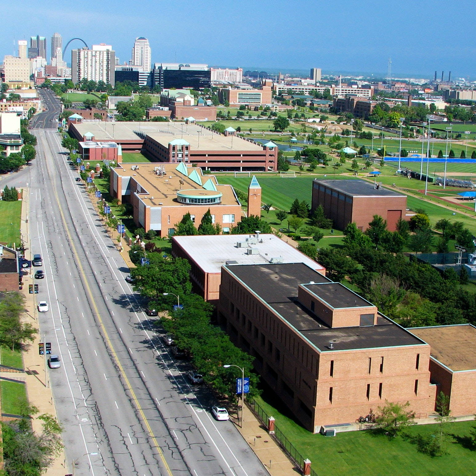 Saint Louis University Campus And Highway Background