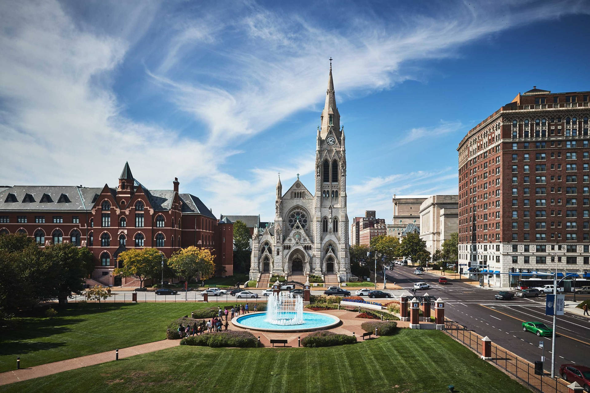 Saint Louis University Church And Park Background